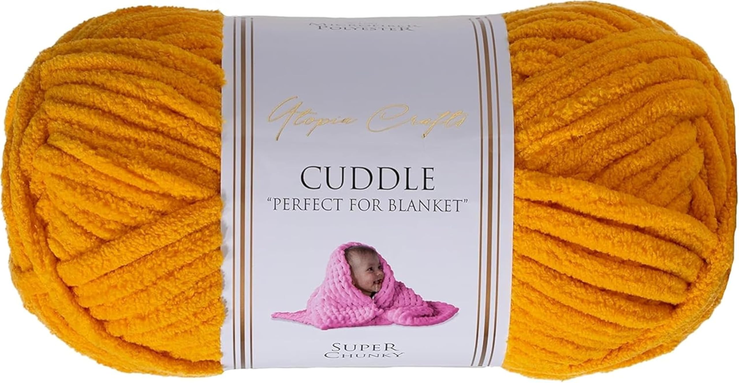 Cuddle Super Chunky Chenille Soft Yarn for Knitting and Crochet (Mustard, 100g)