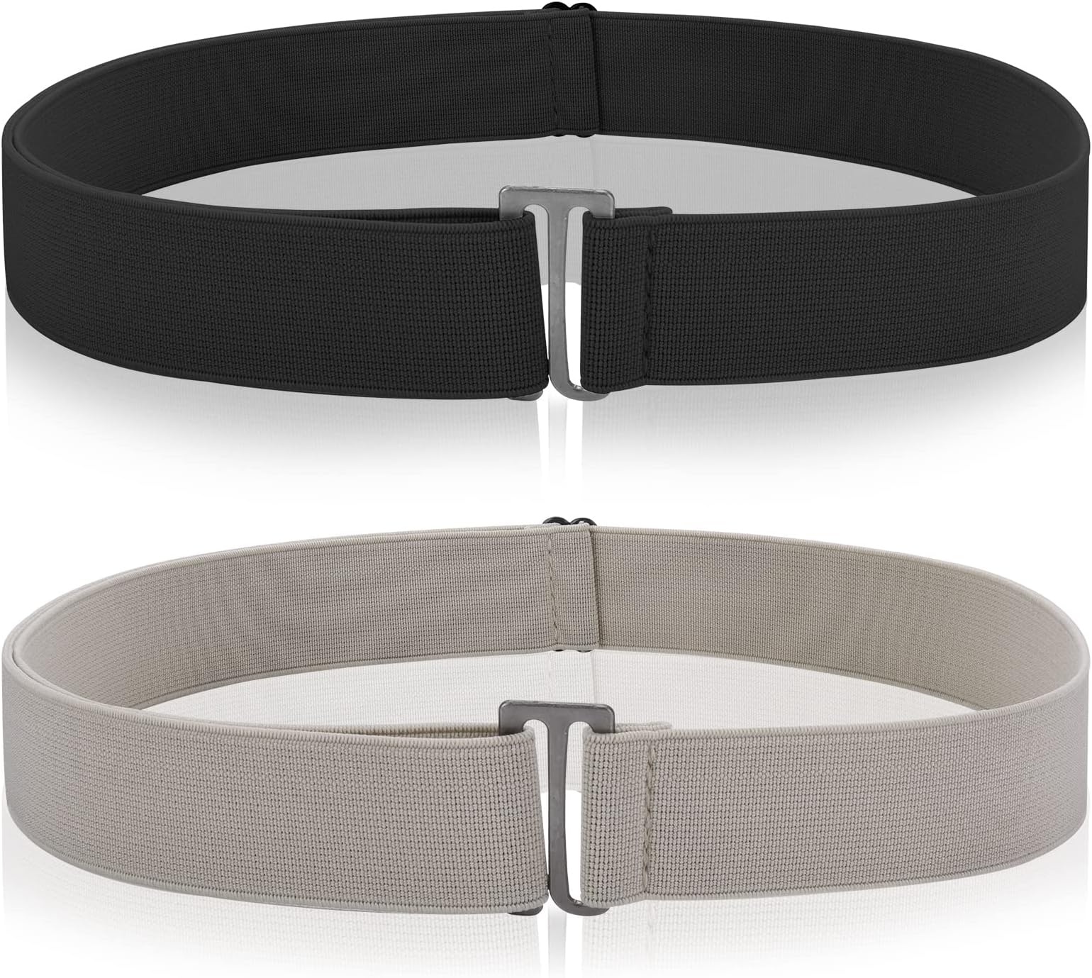 2PCS No Show Women's Stretch Belt Invisible No Show Invisible Belt Women Elastic Stretch Waist Belt With Flat Buckle