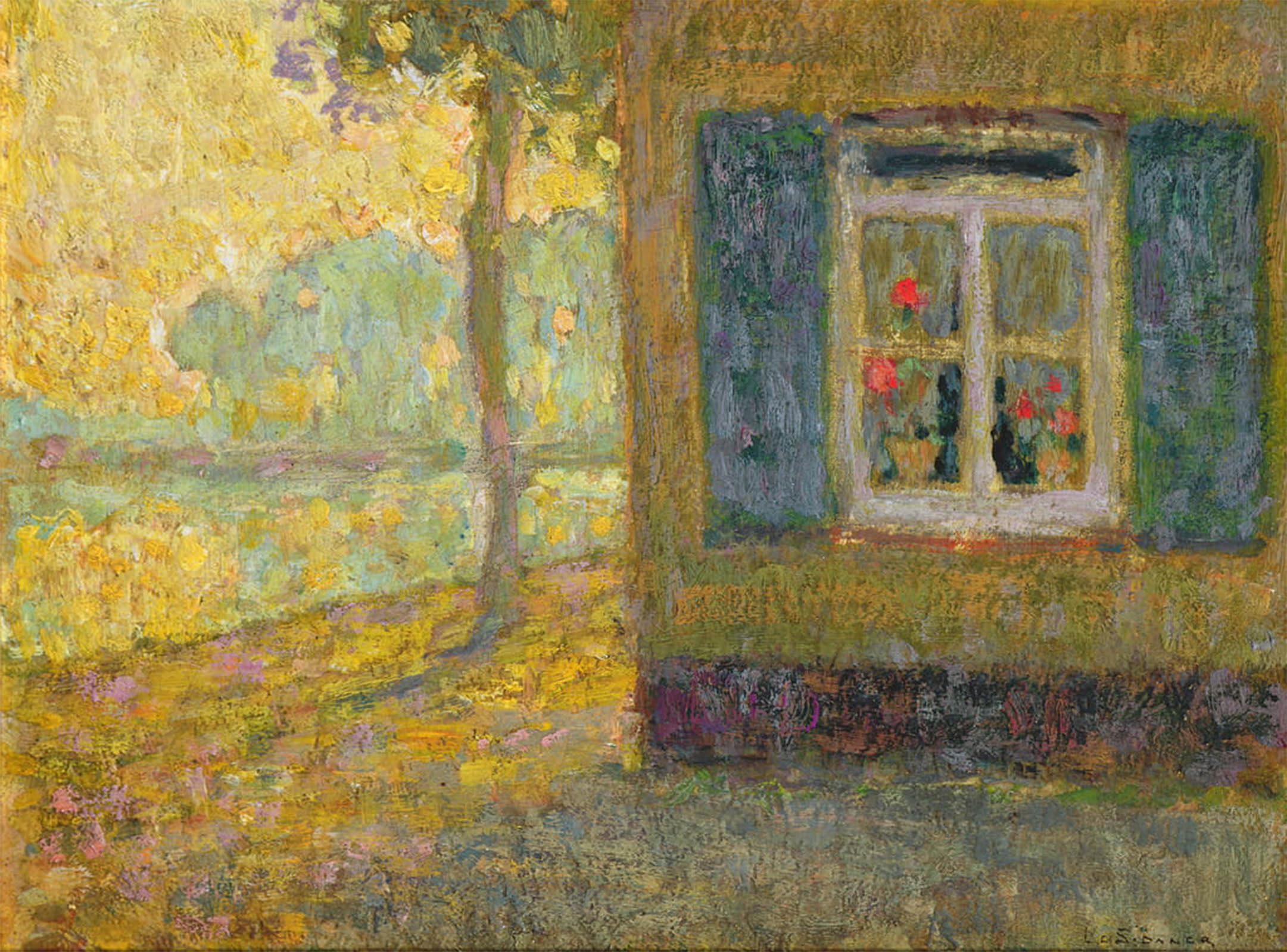 SERENDIPITP Abstract Painting Mural Print Picture Wall Decor Painting the Canal Path Gravelines by Henri Eugene Augustin Le Sidaner Vintage Wall Artwork for Home Decor 60x90cm