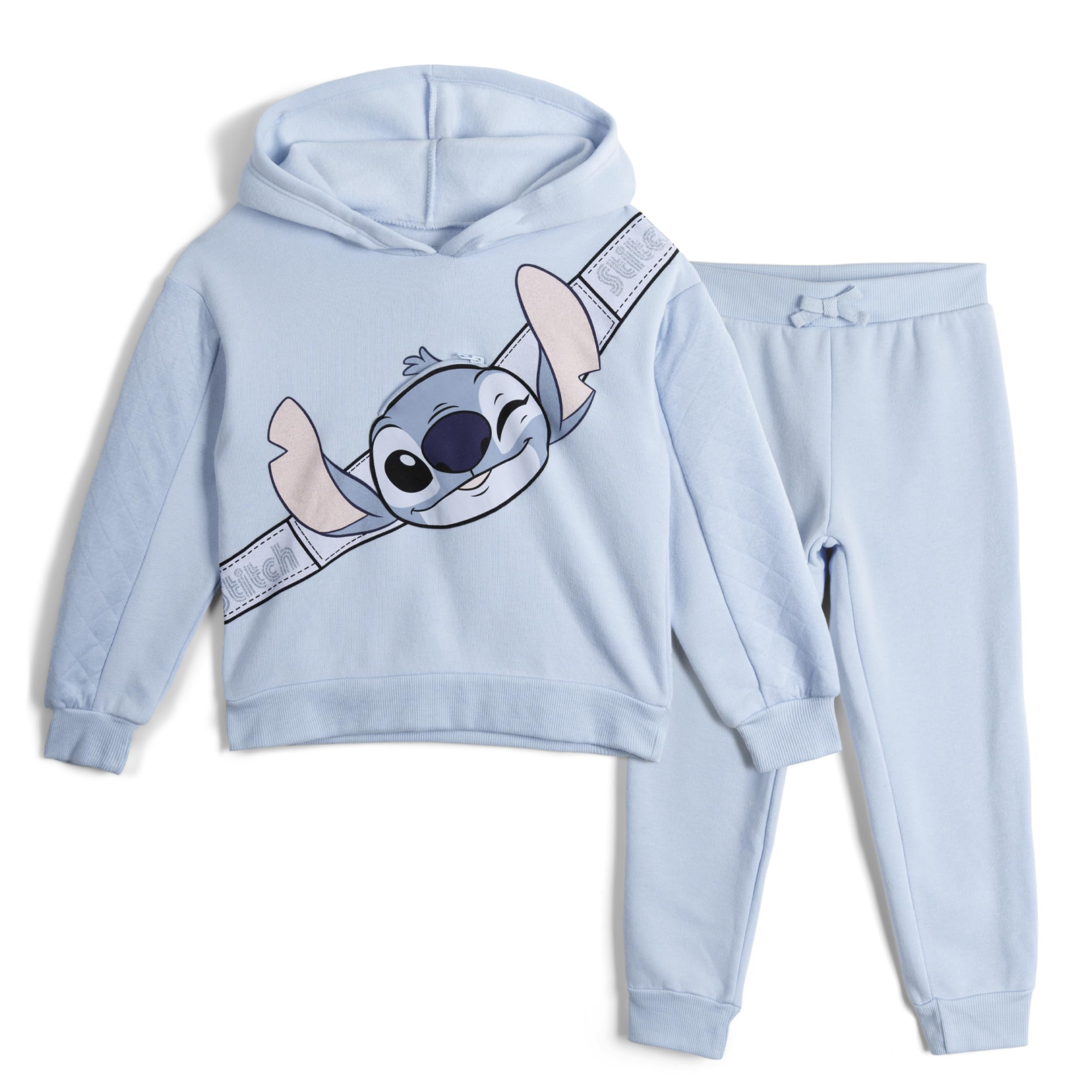 Disney Junior Girls Fleece Drop Shoulder Pullover Hoodie and Jogger Pants Outfit Set Toddler to Big Kid Sizes (2T - 14-16)