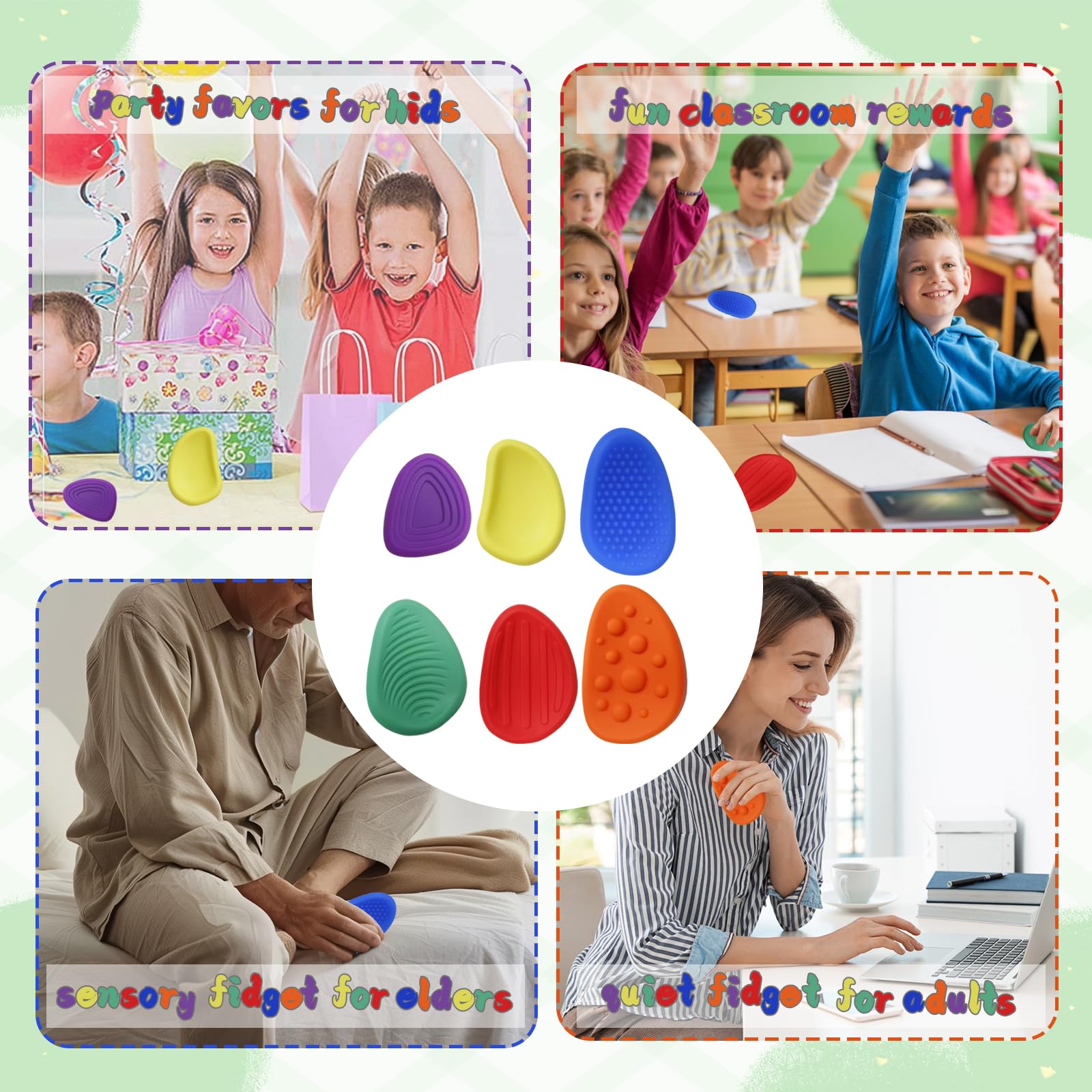 Fidget Toys Sensory Stones, 6 sztuk, zabawka sensoryczna z autyzmem, antystresowa, sensoryczna zabawka dla dzieci i dorosłych, 6 szt