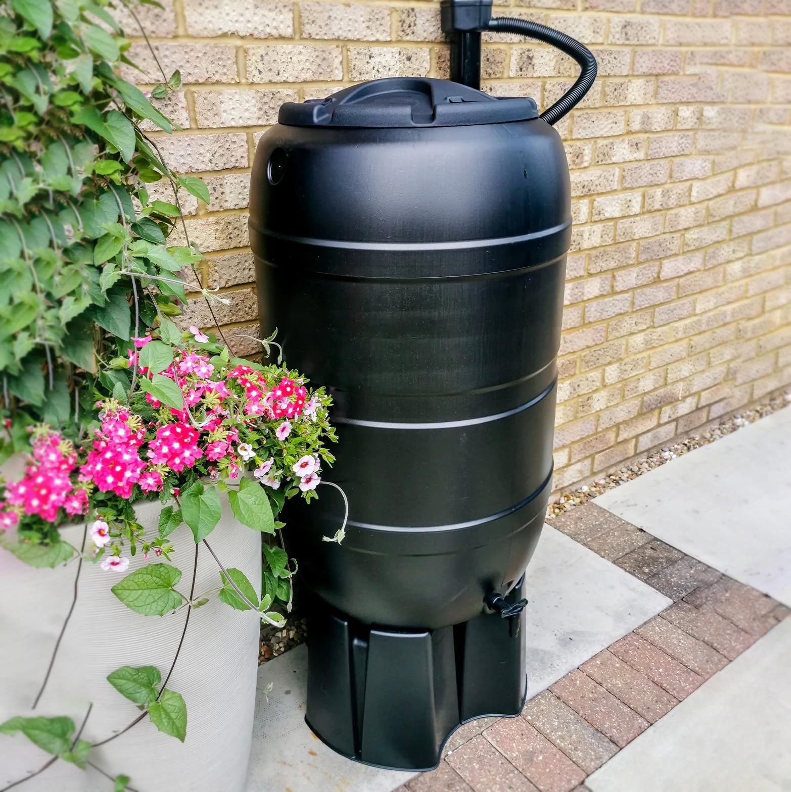 Dawsons Living 210 Litre Garden Water Butt Set - Including Tap with Filler Kit and Filling Stand - Tight Fitting Lid - With Stand & Kit
