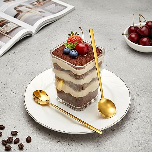 Miniatura 5 de Jucoan Paquete de 16 cucharas de café expreso Demitasse doradas, mini cucharas de postre de café de 5 pulgadas, cucharaditas de acero inoxidable