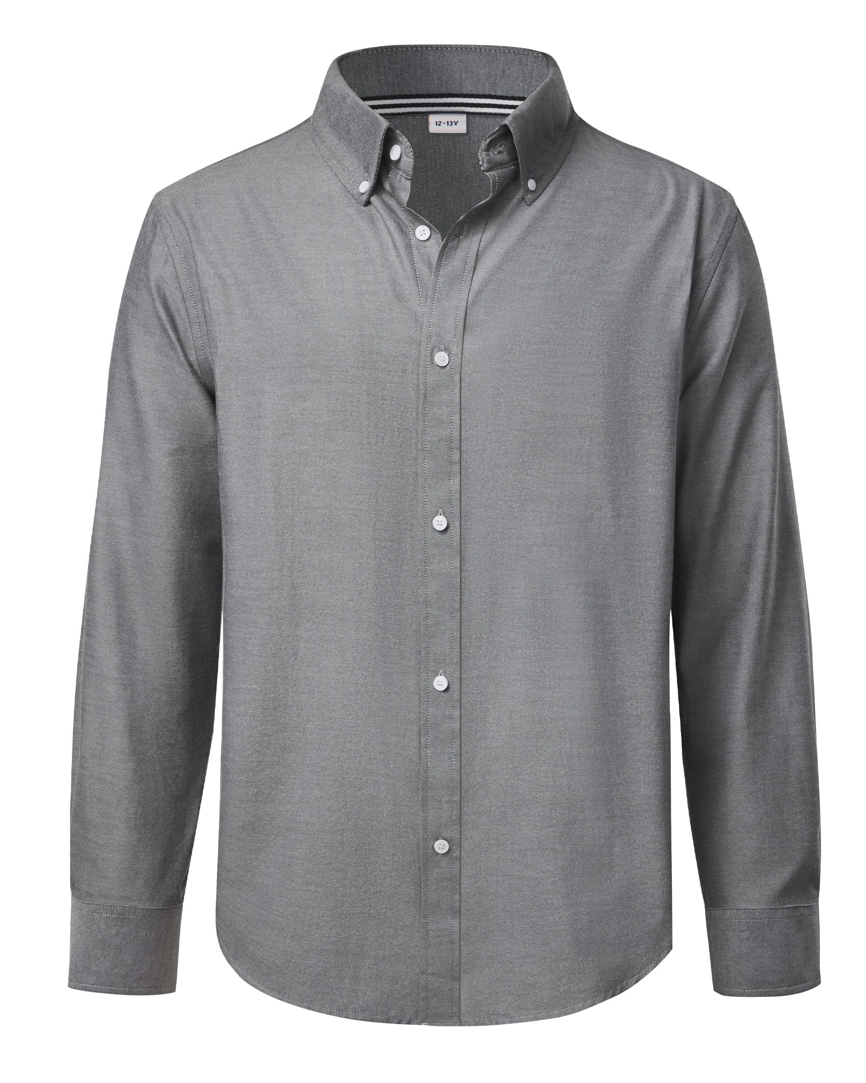 J.VER Boy's Long Sleeve Oxford Dress Shirts Solid Casual Button Down Collar Shirt Kids Formal Uniform Tops