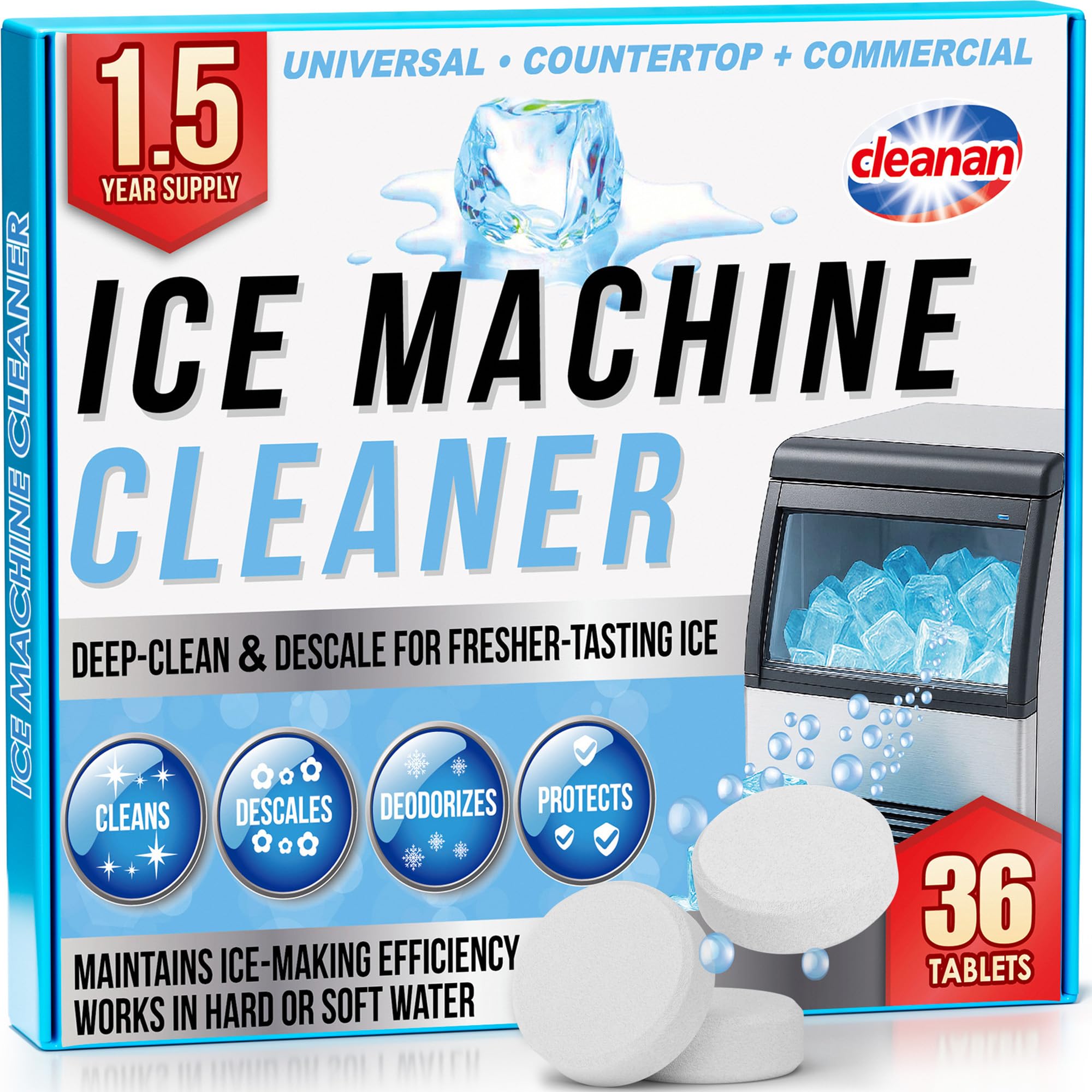 Ice Machine Cleaner Tablets – Ice Maker Cleaner & Descaler for Countertop, Nugget & Comme…