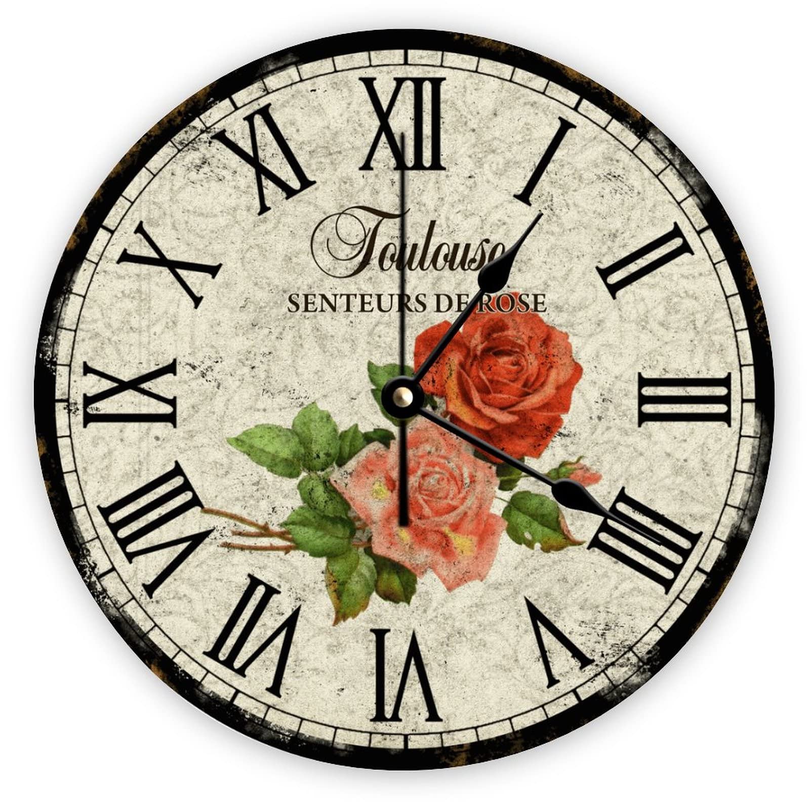 Horloge murale quartz sans tic-tac 38 cm déco vintage salon cuisine