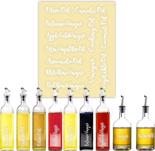 Etiquetas modernas para botellas de aceite y vinagre, juego de etiquetas minimalistas impermeables para contenedores de cocina (blanco 12)