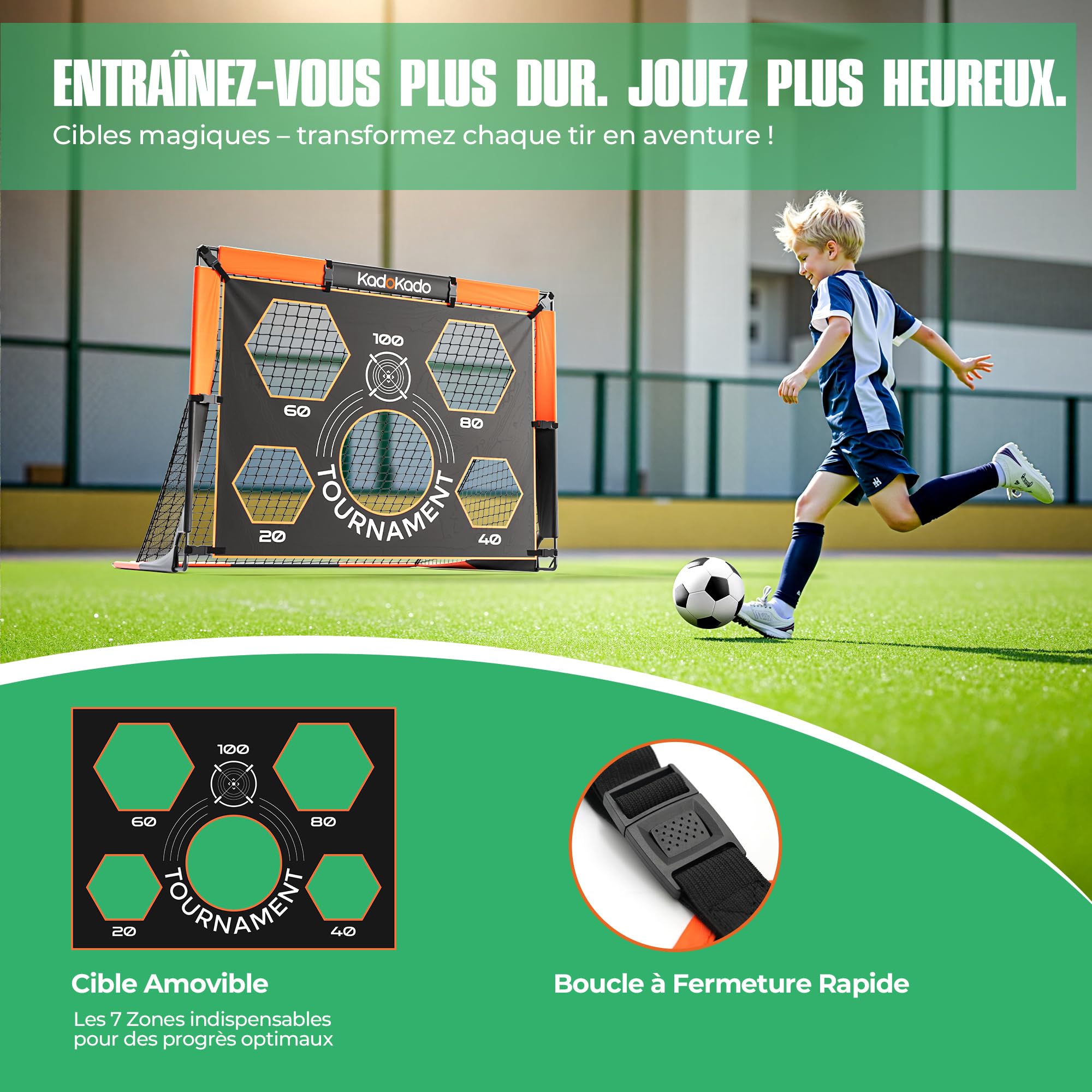 But de Football Pliable et Portable pour Enfants, Cage de Foot Exterieur 120x90x90cm avec Sac de Transport