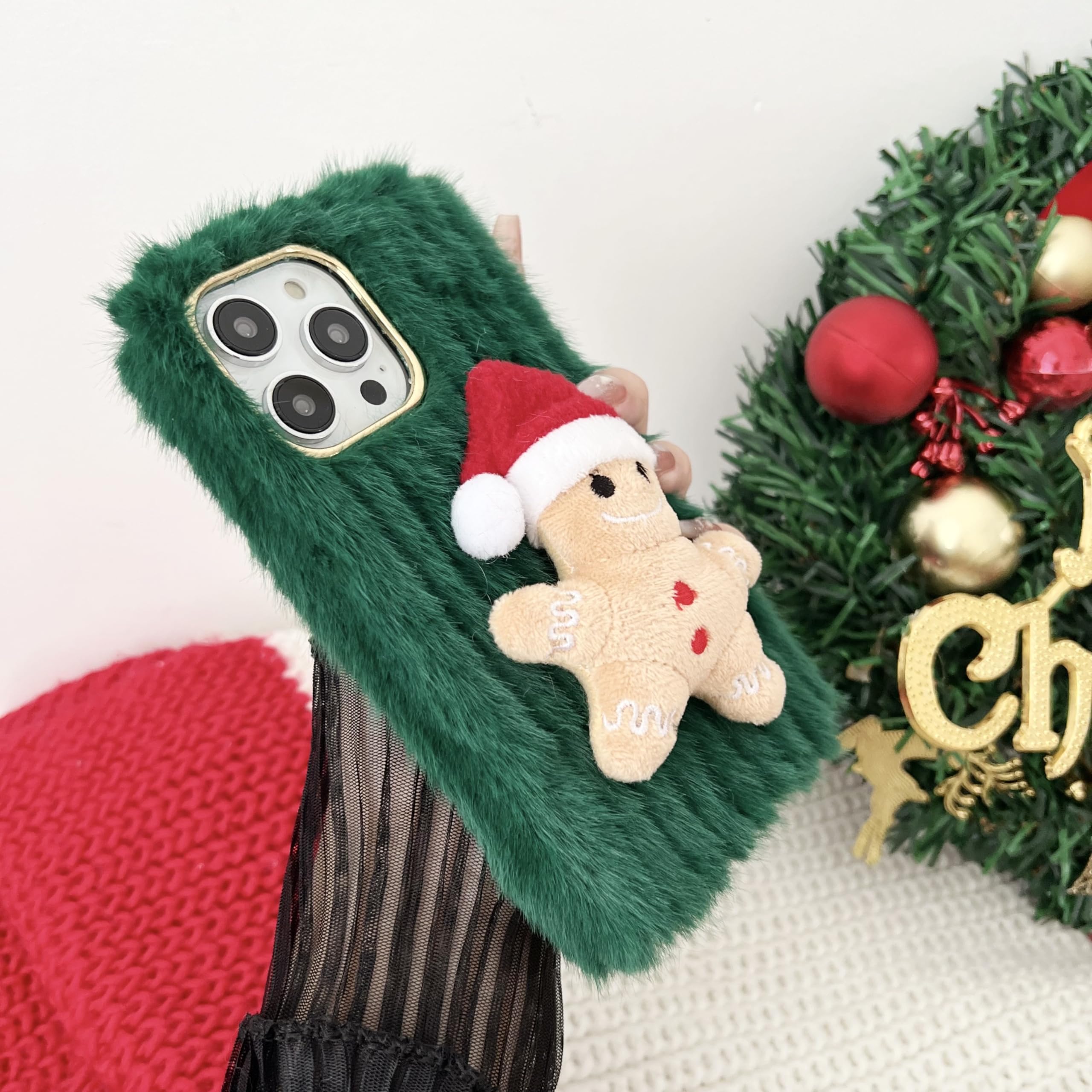ZTOFERA Custodia per iPhone 14 con Motivo Natalizio, Trasparente Morbida in Silicone TPU con Design Estetico di Babbo Natale per Ragazze Donne, Protezione Antiurto, Lebkuchenmann