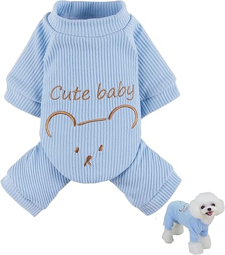 Loyanyy Pijama de algodón para perro, suéter cálido para perro, lindo mameluco elástico para gatos, overol de invierno para niñas y niños, elegante