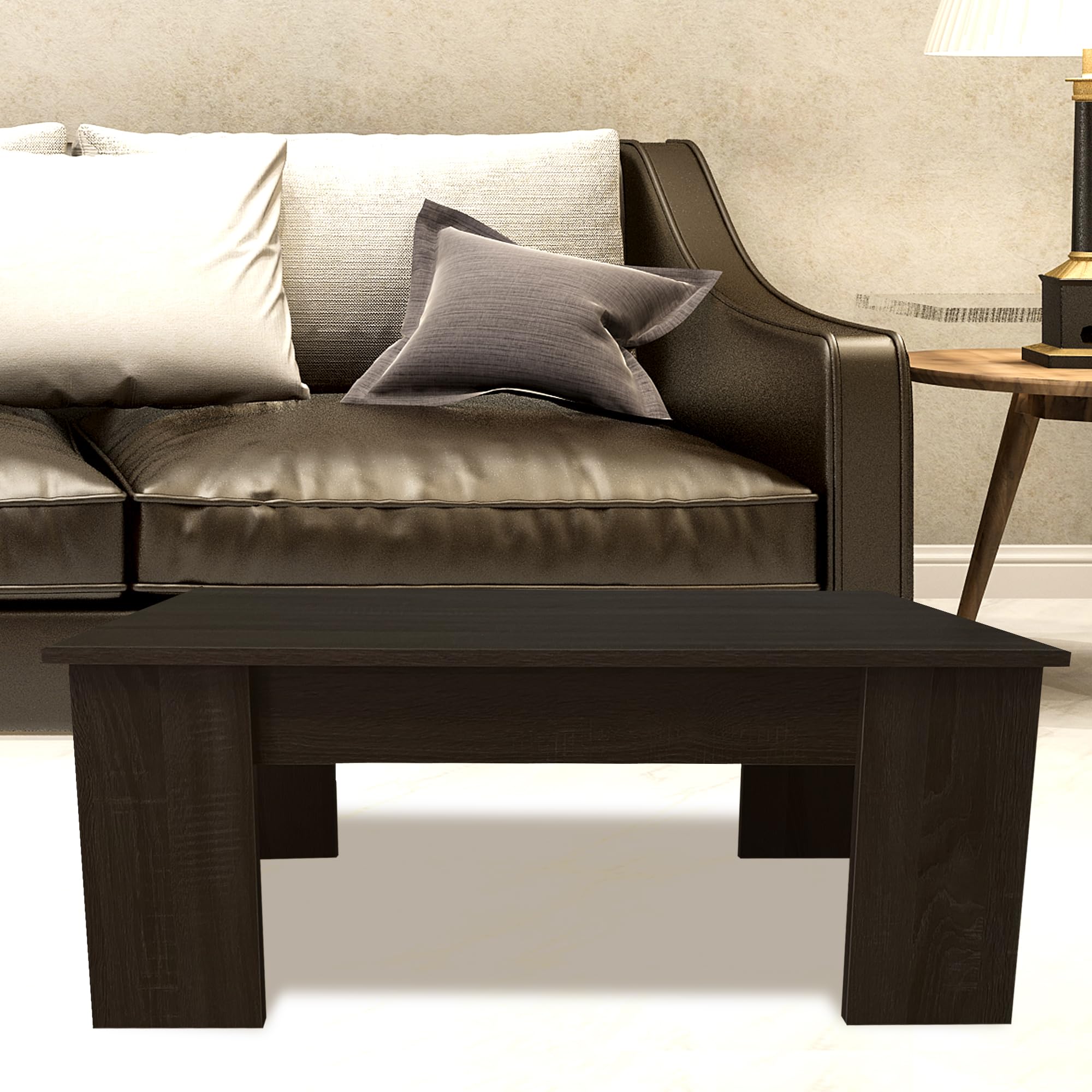 Nyana Mesa de Centro Elevable Home | Tablero Elevable para Comer, Leer o Trabajar | Melamina Resistente y Fácil de Limpiar | Diseño Moderno y Estable (Wengue)