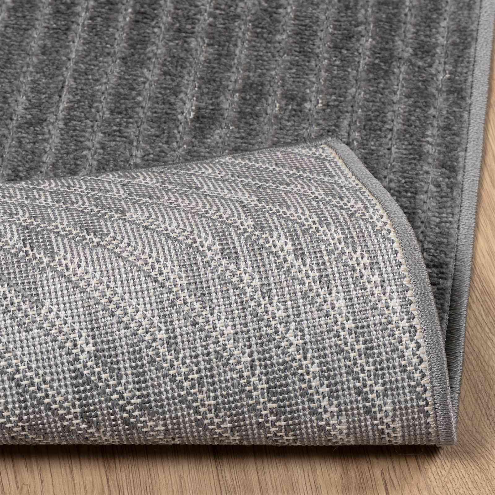 Palmeras Tapis en polyester avec dessous antidérapant, lavable, insonorisant, convient pour salon, couloir, cuisine, chambre d'enfant, utilisation en extérieur Anthracite 170 x 120 cm