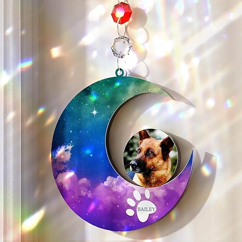 Miniatura 2 de Bivei Decoraciones de Halloween personalizadas para perrosgatos, atrapasoles con imagen y nombre de mascotas, atrapasoles de luz de vidrio acrílico