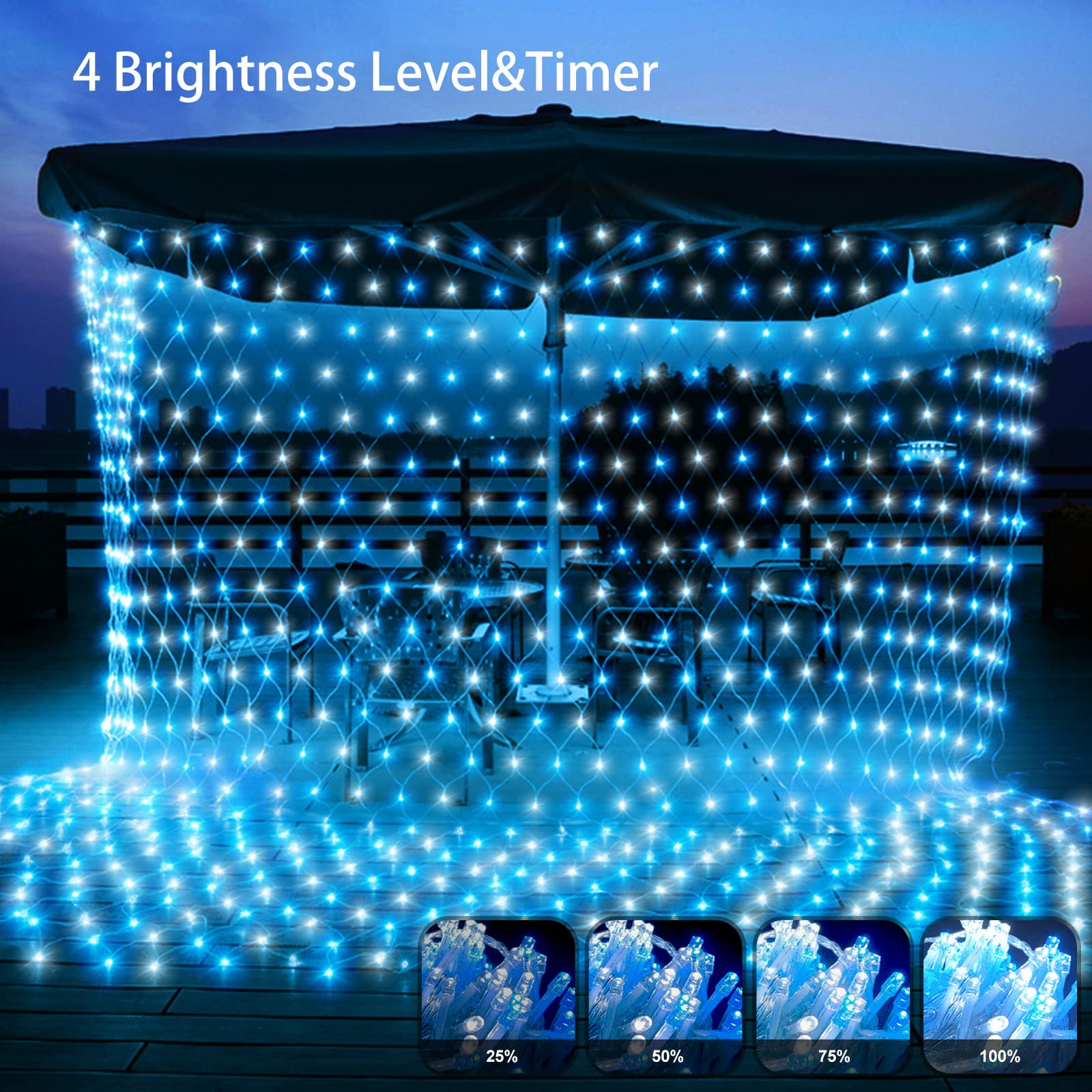 CORST 3 x 2 m 200 LED Filet lumineux Rideau intérieur,Buissons Guirlande lumineuse,Connectable avec télécommande et minuterie 8 modes (bleu+blanc)