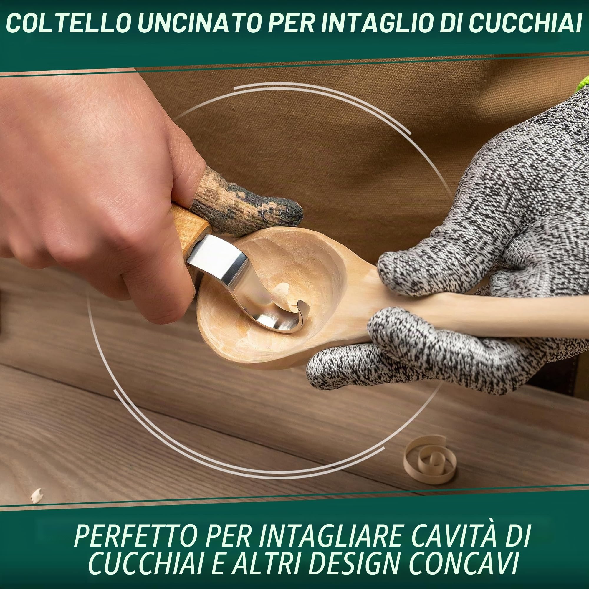 BeaverCraft S01 Set di coltelli per intaglio di cucchiai di legno Kit di strumenti per la fabbricazione di cucchiai Coltello da intaglio Coltello a uncino per destrimani Ciotola Tazza Kuksa