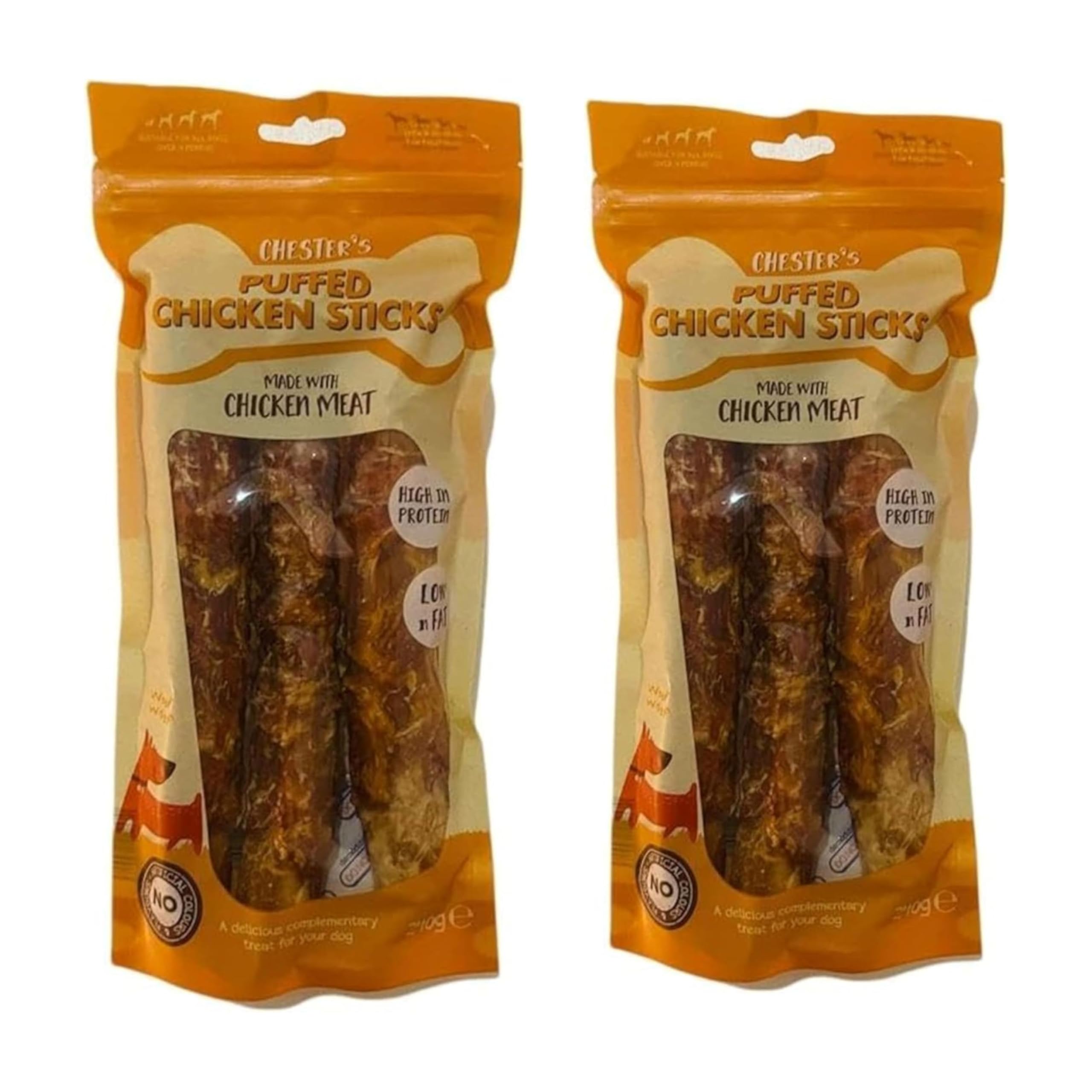 Chesters Puffed Chicken Sticks - Pack of 2 Delicious Complementary Treat for Dogs, 240g (3 Sticks in a Pack)