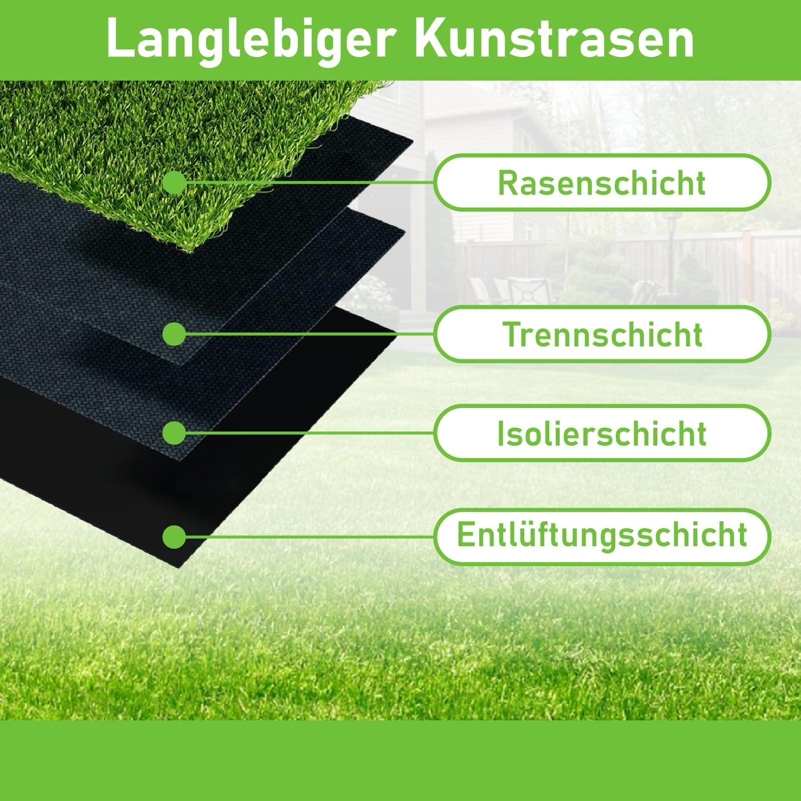 bimiti Tapis de gazon artificiel 200 x 300 cm - Au mètre - Résistant aux intempéries - Pour balcon, terrasse et jardin