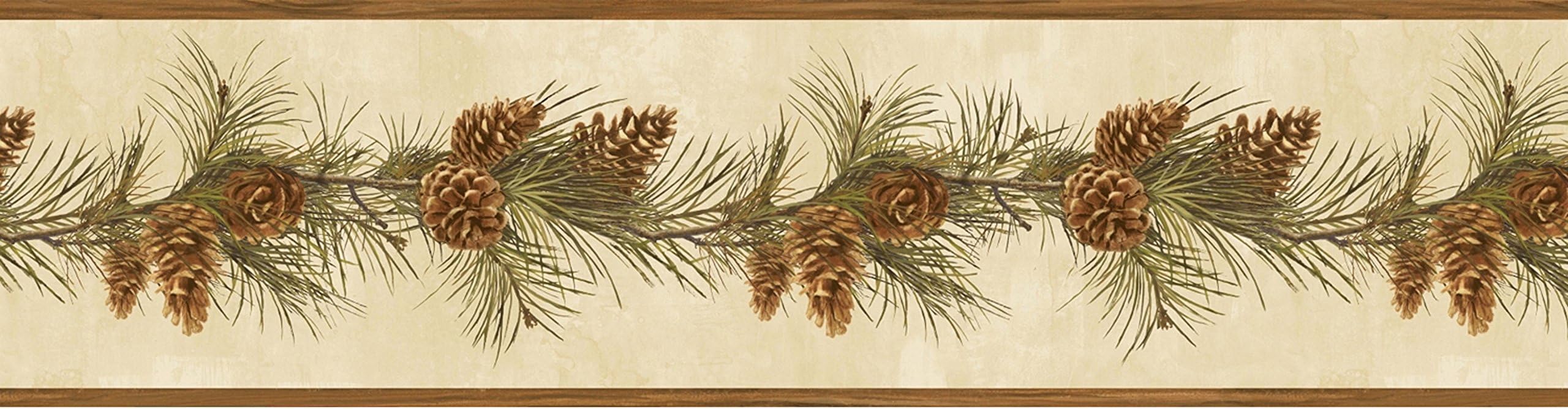 Chesapeake HTM48401B Bubba Red Pine Boughs Trail Wallpaper Border
