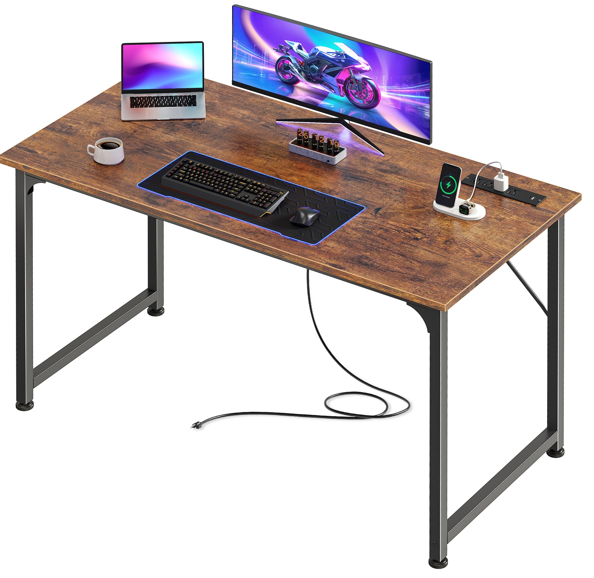 PRAISUN Computer Desk with Power Outlets