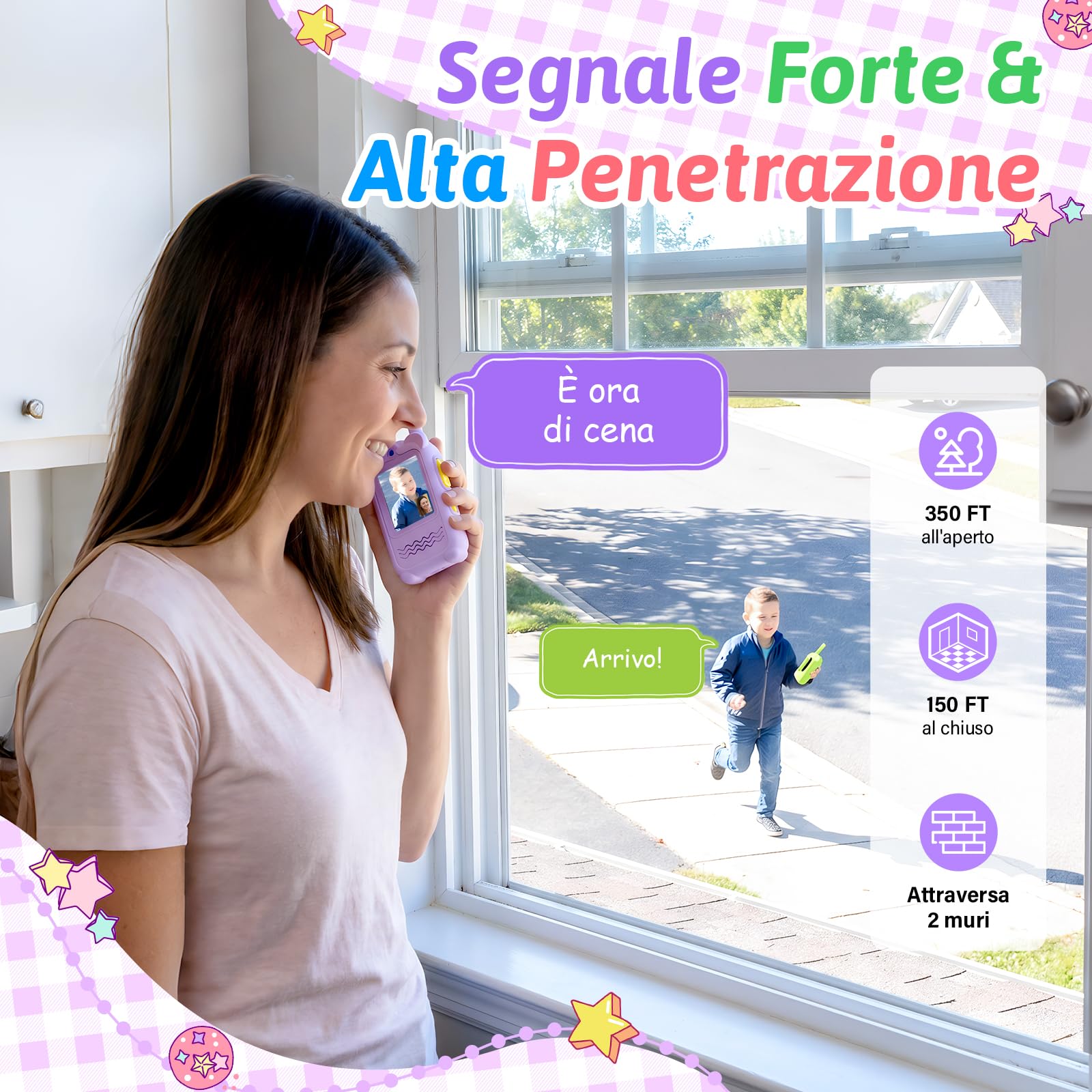 Video Walkie Talkie Bambini, 2 Pezzi Walkie Talkie Ricaricabili, Lungo Raggio & 4 Effetti Vocali Giocattoli, Compleanni Regalo per Bambini & Bambine dai 3 ai 12 Anni
