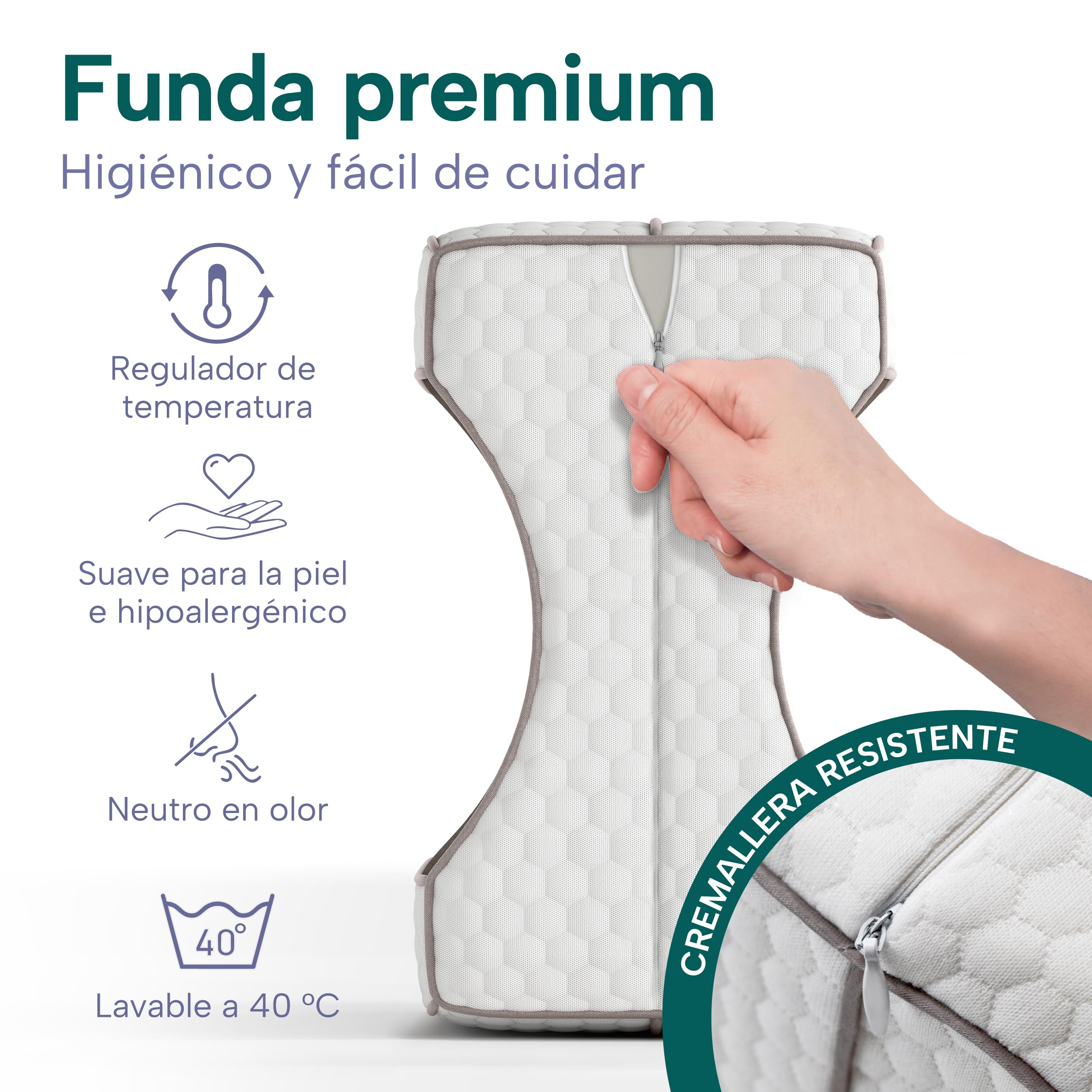 Almohada ortopédica para piernas para dormir de lado, para aliviar la cadera, la espalda y las rodillas, almohada ergonómica de espuma viscoelástica con diseño antideslizante.