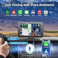 Vista 4 de Portable Wireless Carplay Car Stereo - 7'' HD Touch Screen Carplay & Android Auto, 1080p Backup Camera, GPS Navigation Drive Mate with Mirror