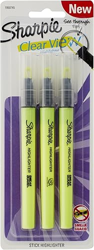 SHARPIE Clear View Highlighter Stick, amarillo, paquete de 3 (1950745)