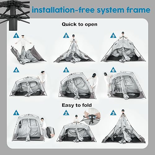 Miniatura 7 de Camping Shower Tent Deluxe Changing Room Easy Set Up Privacy Shelter,Large Toilet Tent with Floor Drain Design for Beach, Camping,Hiking with Stakes