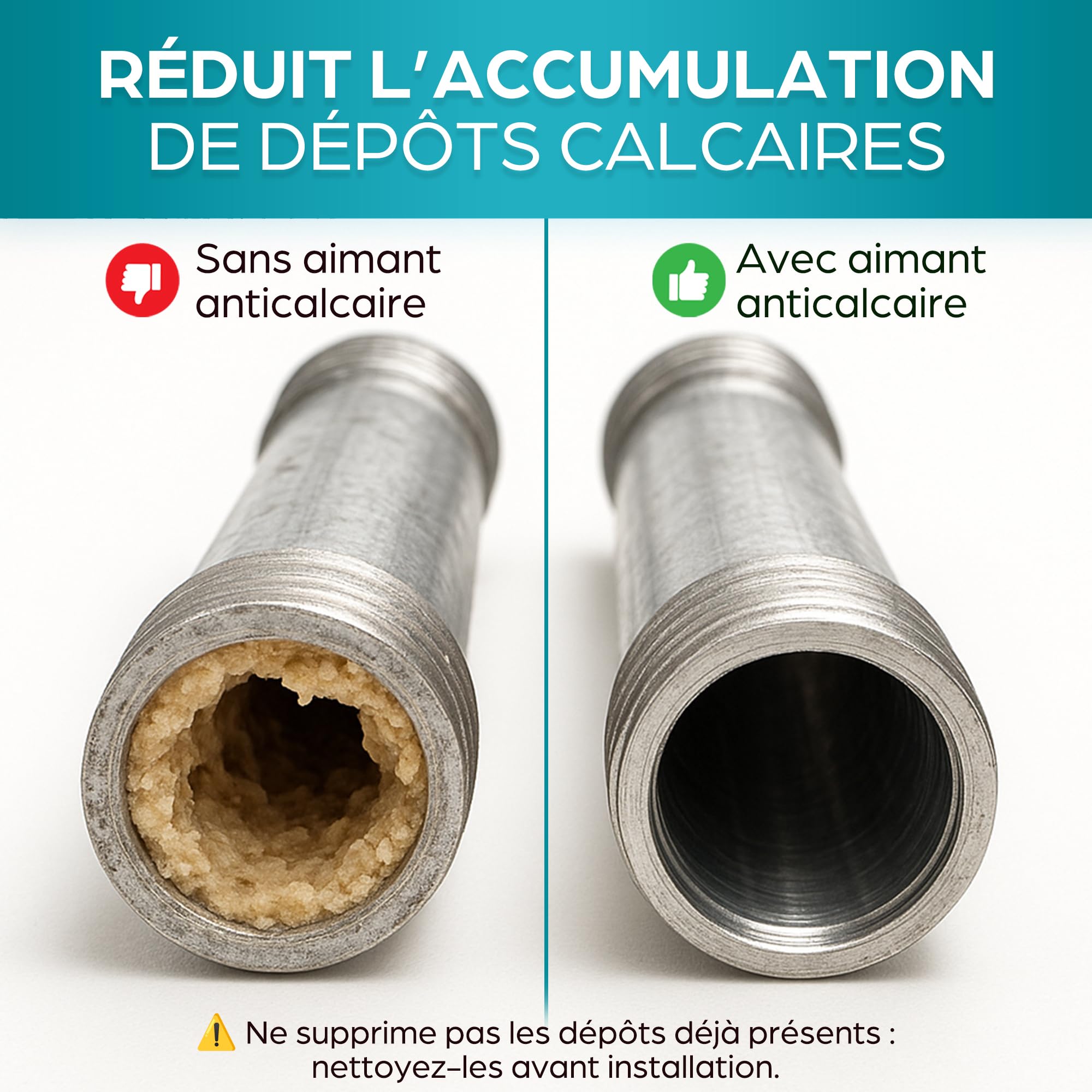 ORINKO Aimant Anticalcaire Magnétique Puissant pour Canalisation et Robinet – Anti Calcaire Magnétique pour Lave-Linge, Lave-Vaisselle et Douche – Adoucisseur d’Eau sans Produit Chimique