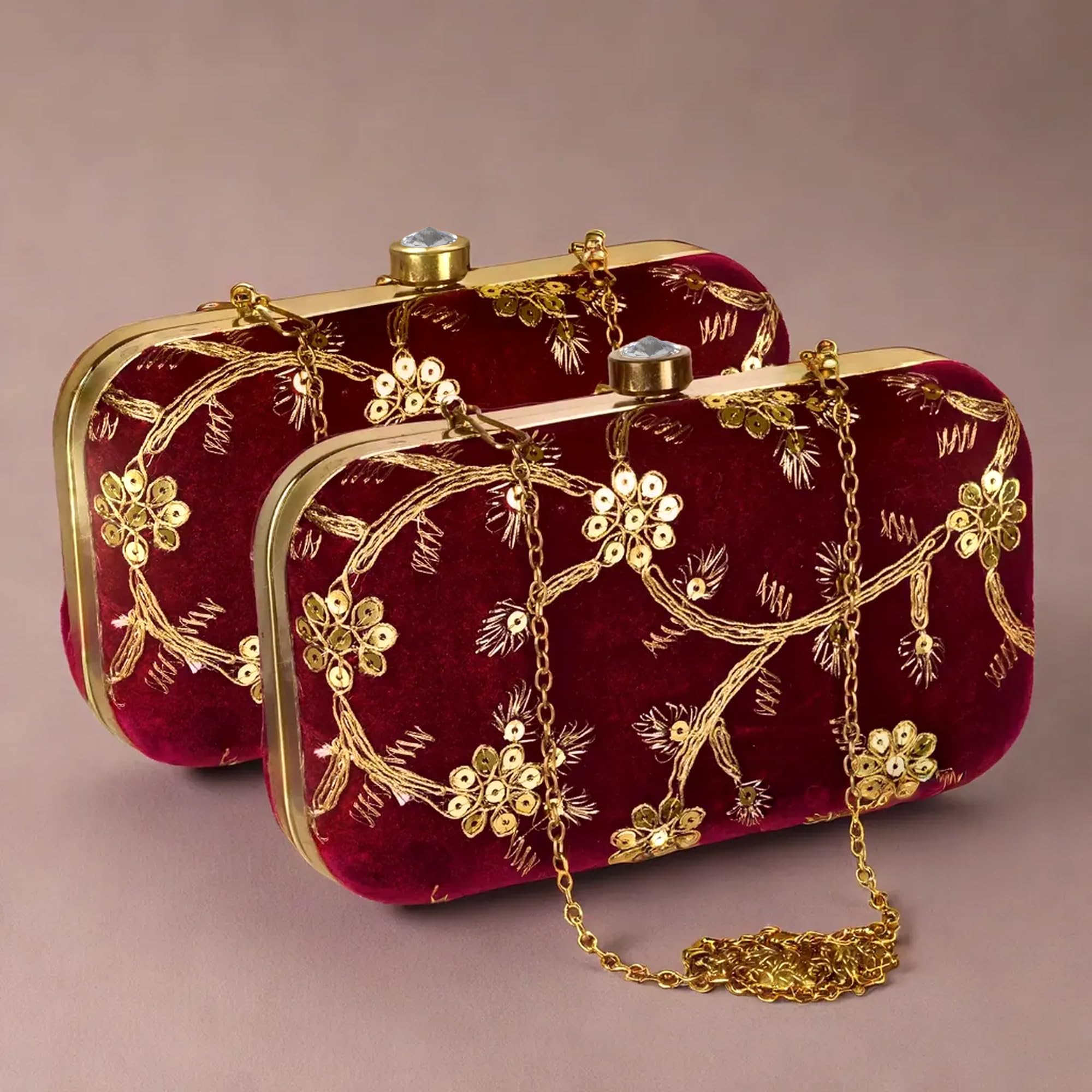 Kuber Industries Clutch Purse | Wedding Clutch | Party Hand Purse | Women�s Clutch Purse | Detachable Chain Purse | Wallet Hand Bag | Lock System Hand Bag | Pack of 2 | Maroon (B0CSCLYX7H) Amazon Price History, Amazon Price Tracker