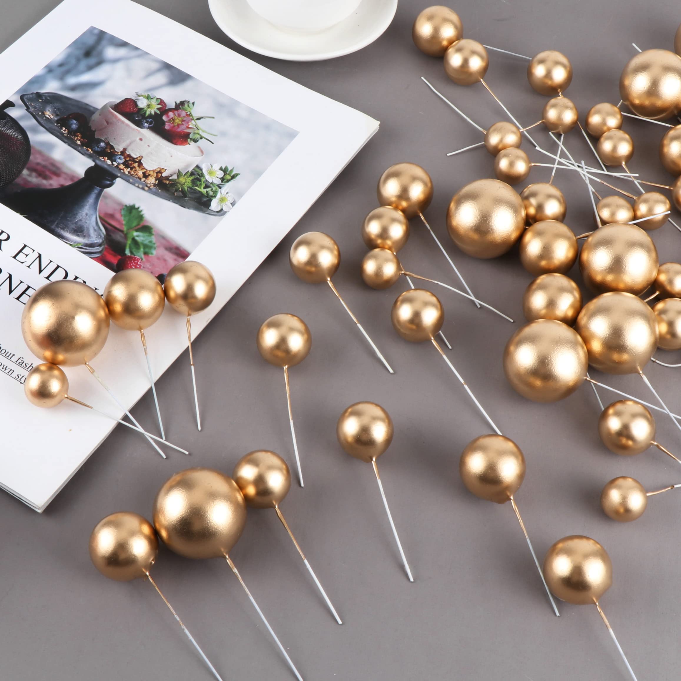 50 Palline Di Schiuma Per Decorazione Torte - Topper Per Cupcake, Compleanni E Baby Shower (Blu E Bianco)