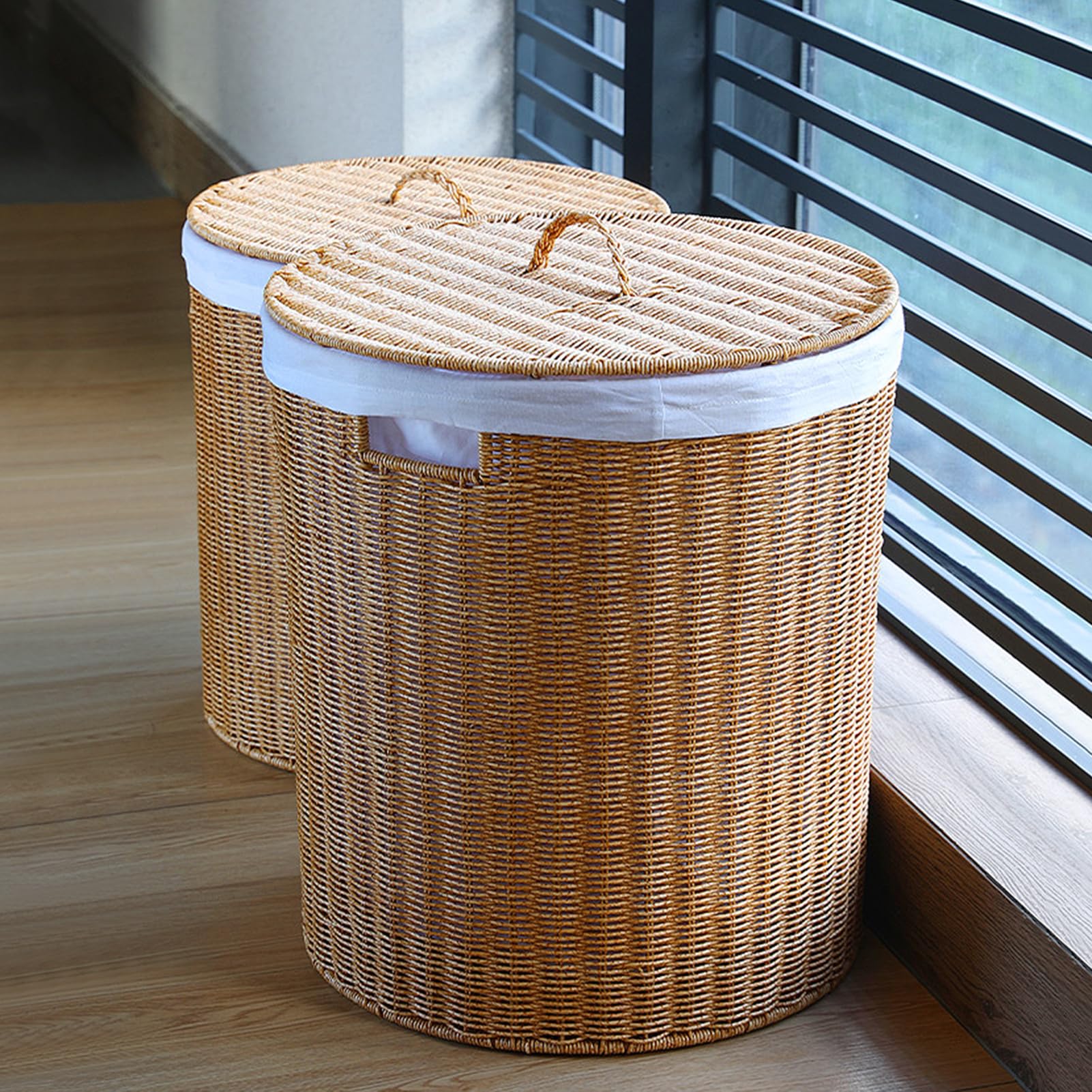 Amazon｜ZJUN - 高さ12.2インチのランドリーバスケット、蓋付き円形