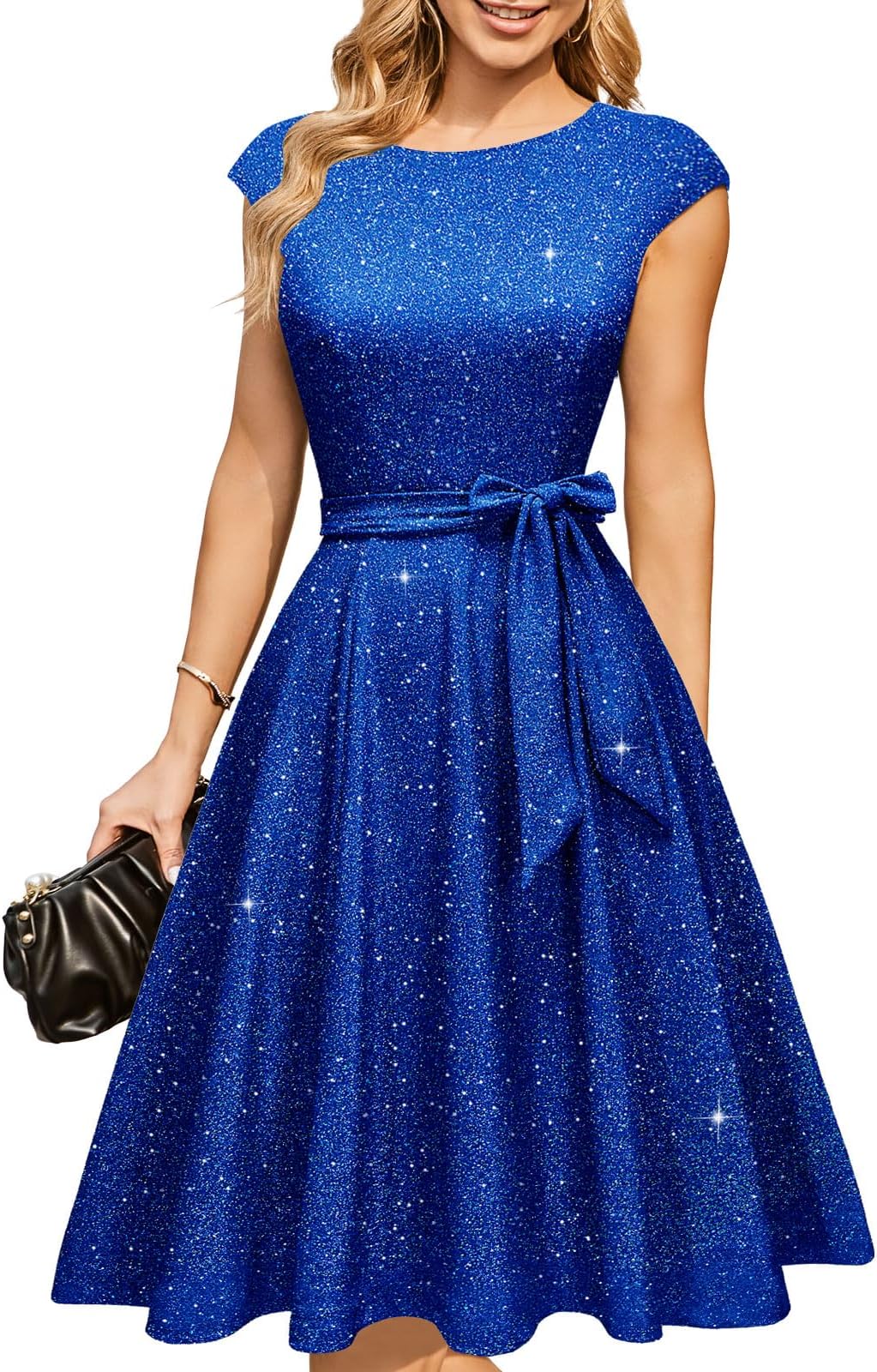 Women's Cocktail Dresses, Formal Wedding Guest Modest Church Vintage Tea Party Midi Evening Dress