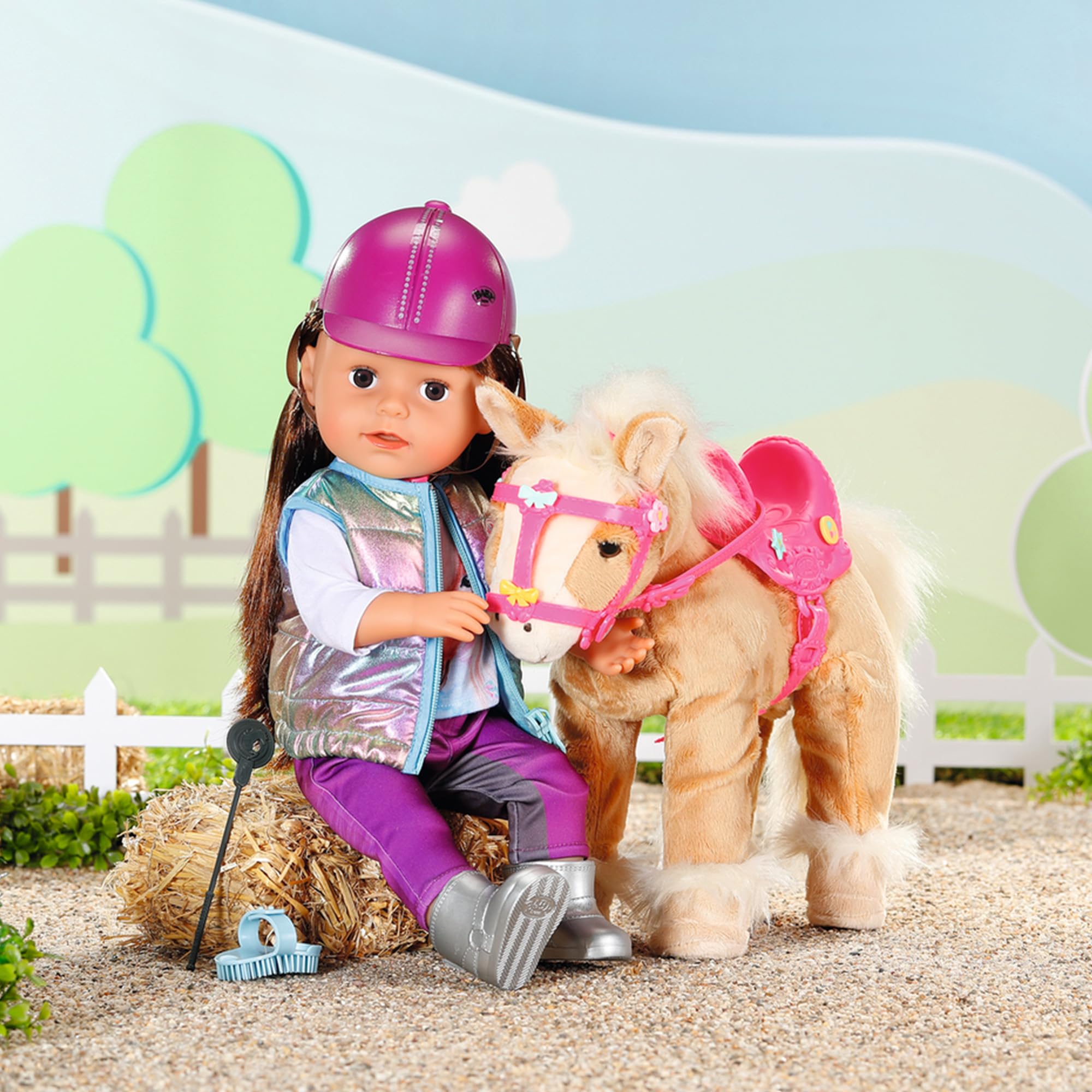 BABY born Deluxe Reiter-Outfit mit Hose, Stiefeln und Helm für 43 cm Puppen, 836194 Zapf Creation