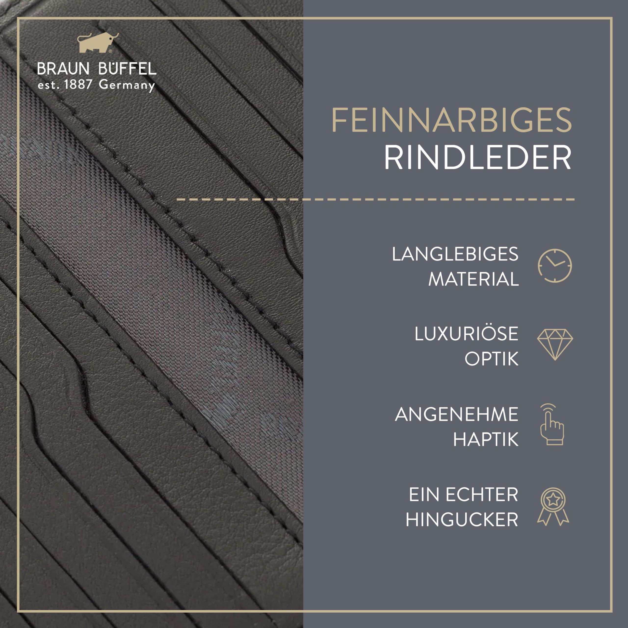 BRAUN BÜFFEL Herren Geldbörse aus echtem Rindsleder Golf mit RFID Schutz - Zetilose Geldbörse mit 7 Kartenfächern - Edles Schwarz
