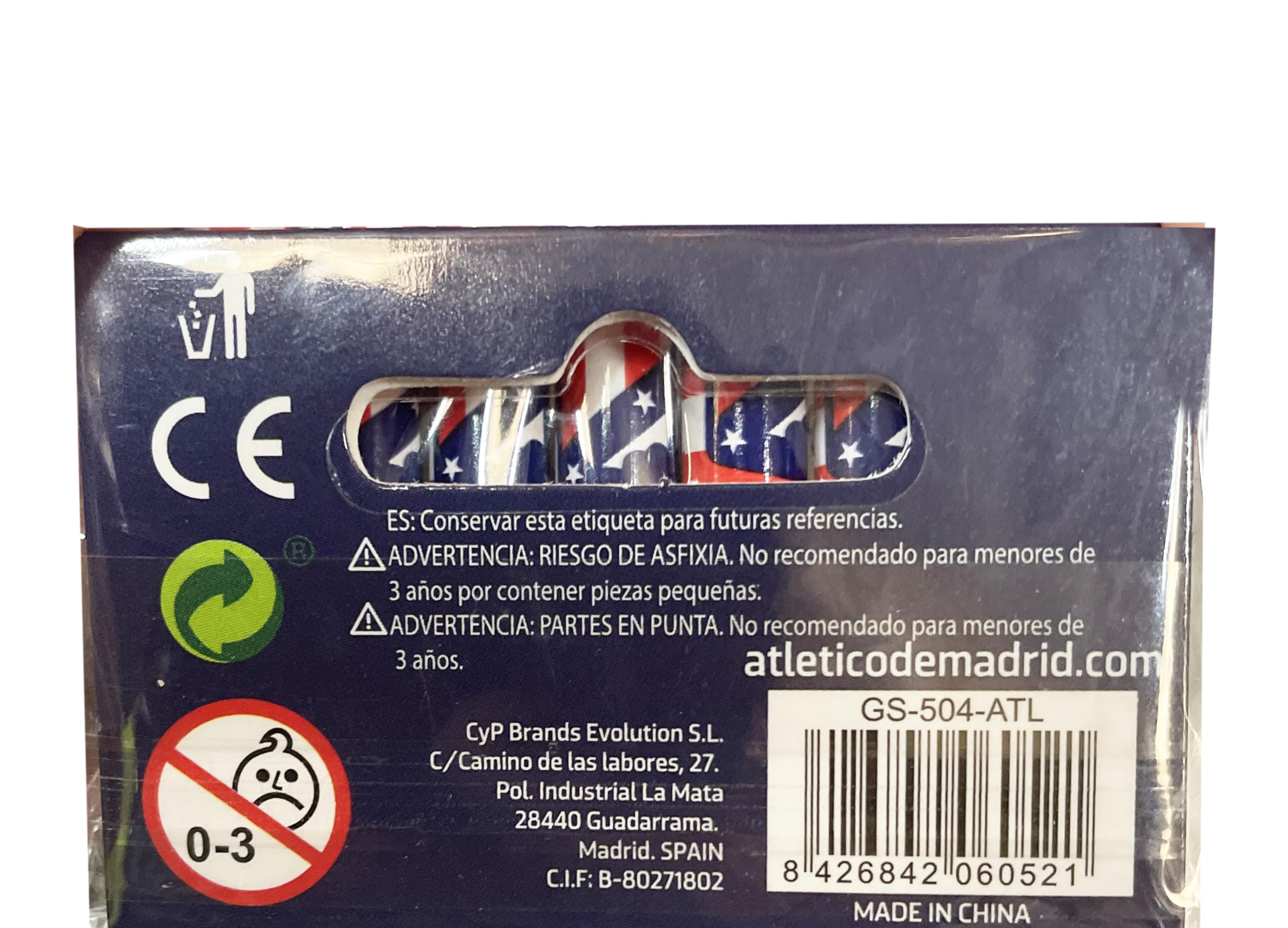 Atlético de Madrid - Juego de 6 Lápices con Goma, Material Escolar para Niños, Regalos, Producto Oficial (CyP Brands)