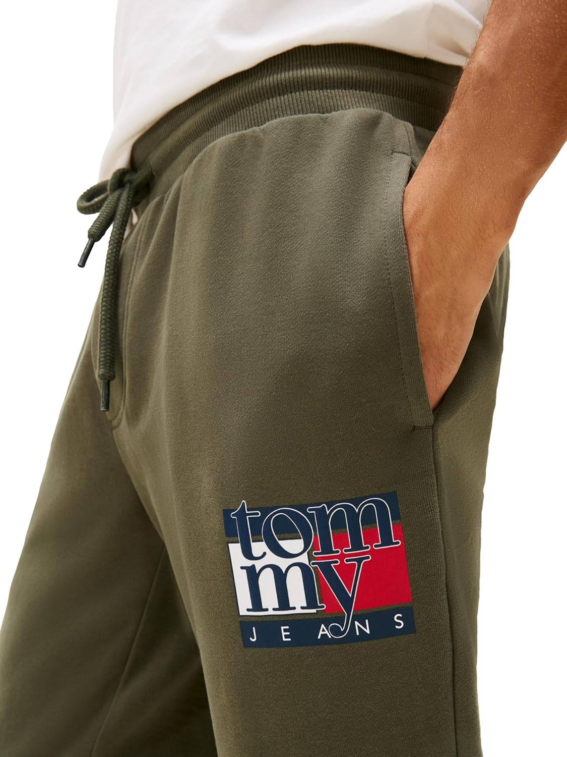 Tommy Jeans Mens Casual Cotton Jogger Sweatpants with Printed Flag Logo - Image 2