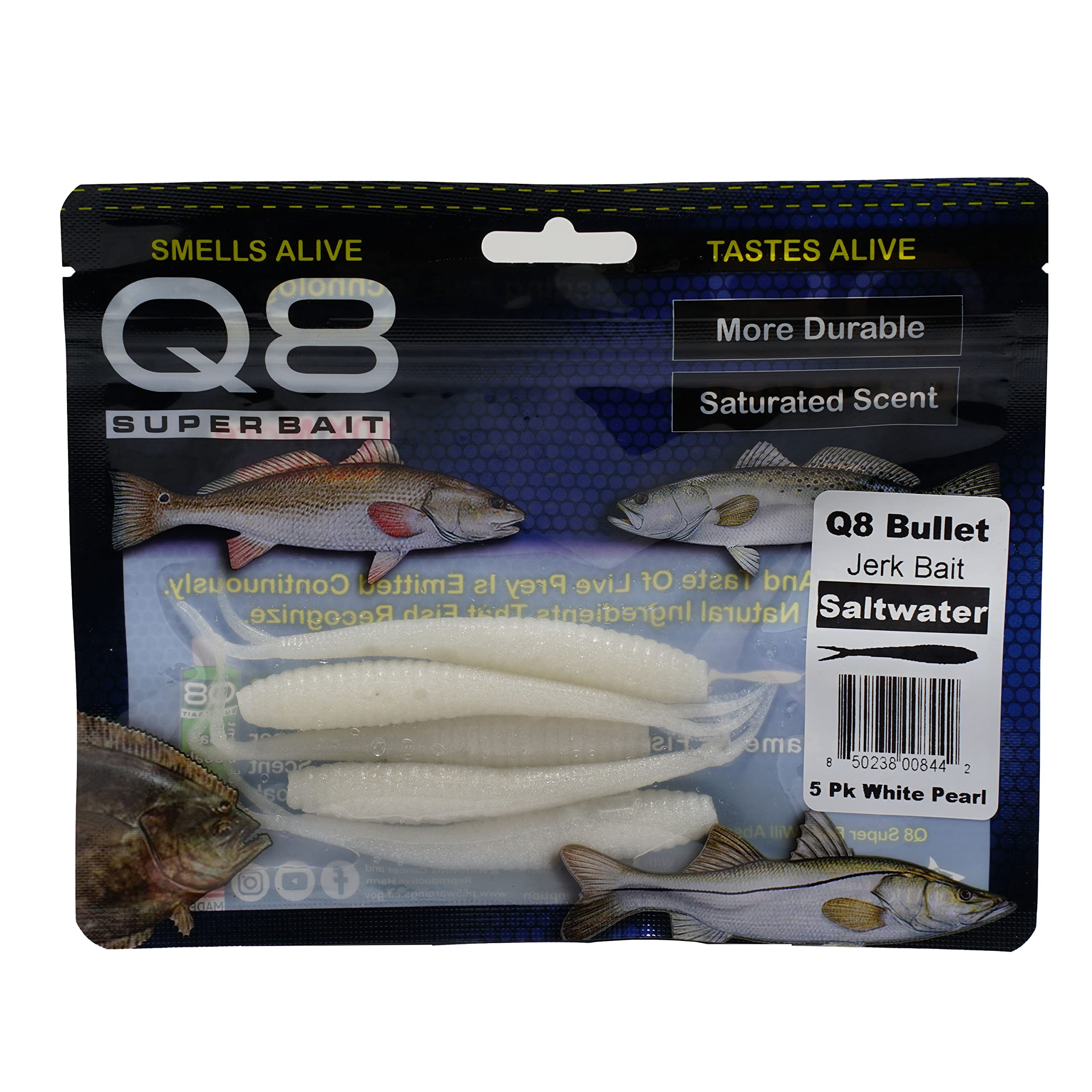 Q8 Bullet - 5" Bait - White Pearl
