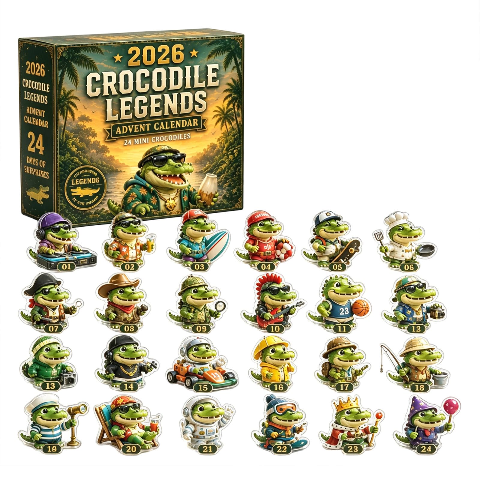 Cool Crocodile Advent Calendar 2026,2D Acrylic Figurines Gift 24ps — image 1