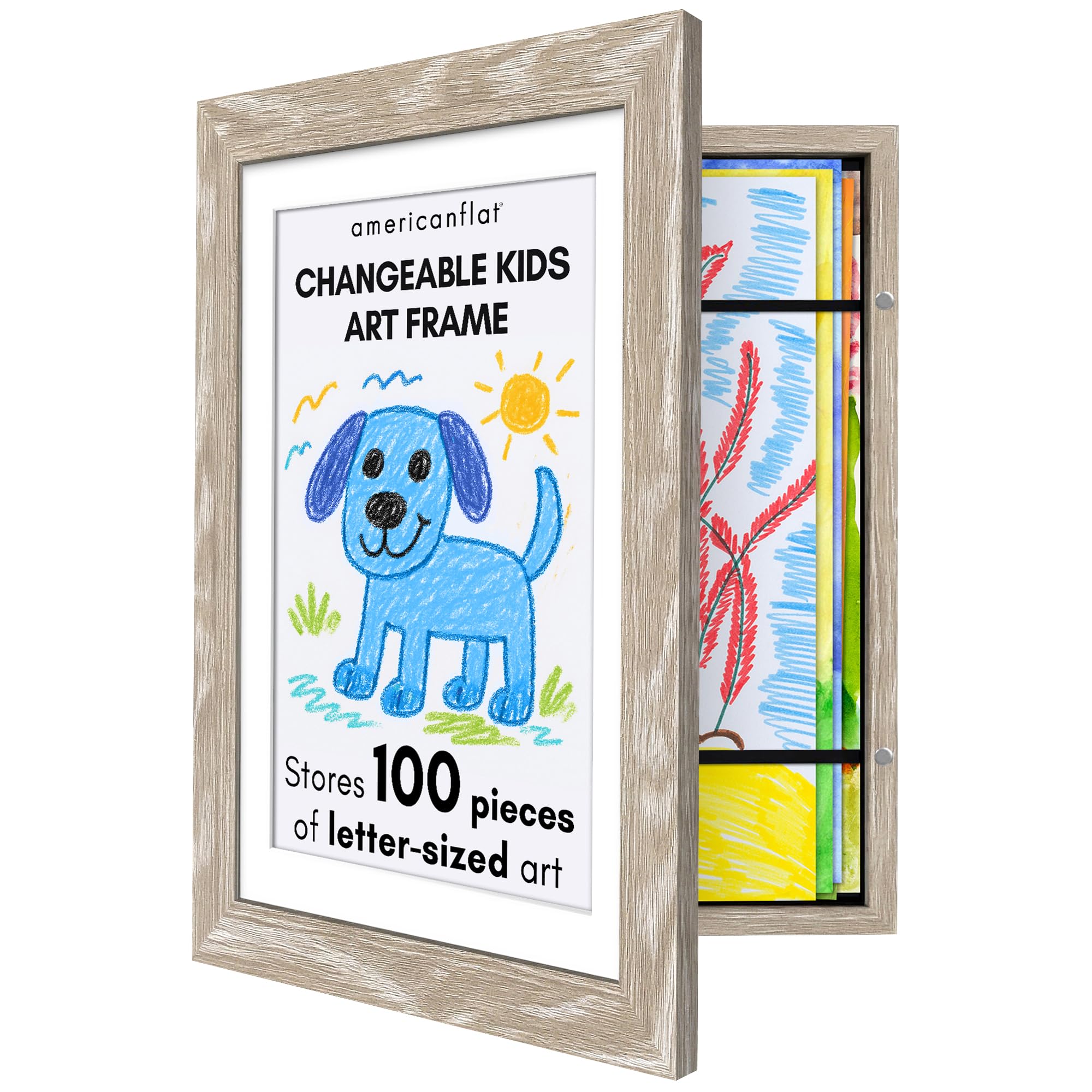 Americanflat 8.5x11 Changeable Kids Art Frame - Driftwood