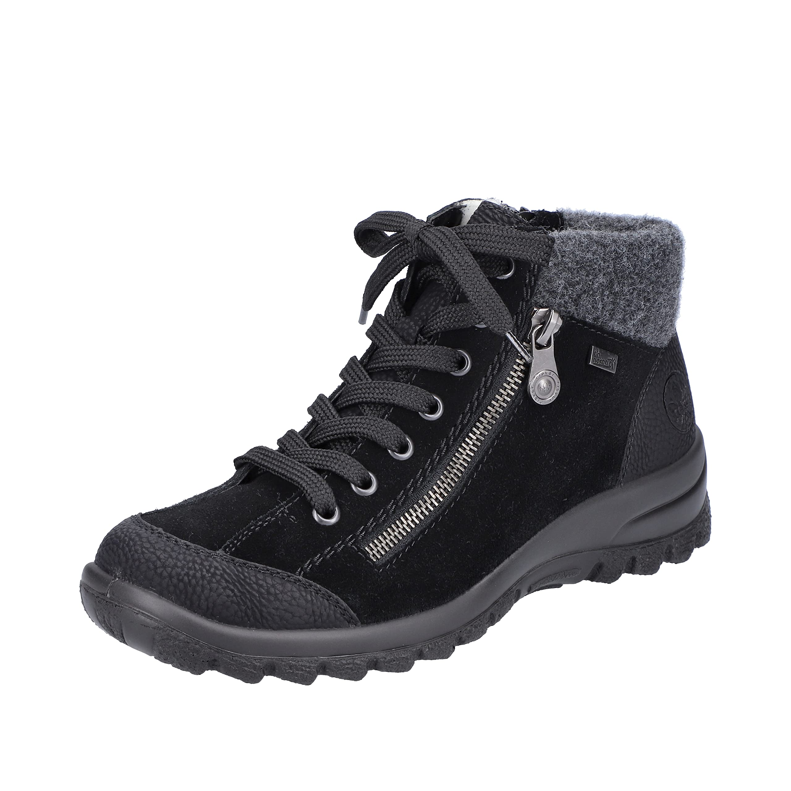 Rieker Damen Sneaker Schuhe High-Top Sneaker Zierreißverschluss Synthetikkombination Sport Halbschuhe Uni Damen Schuhe High-Top Sneaker