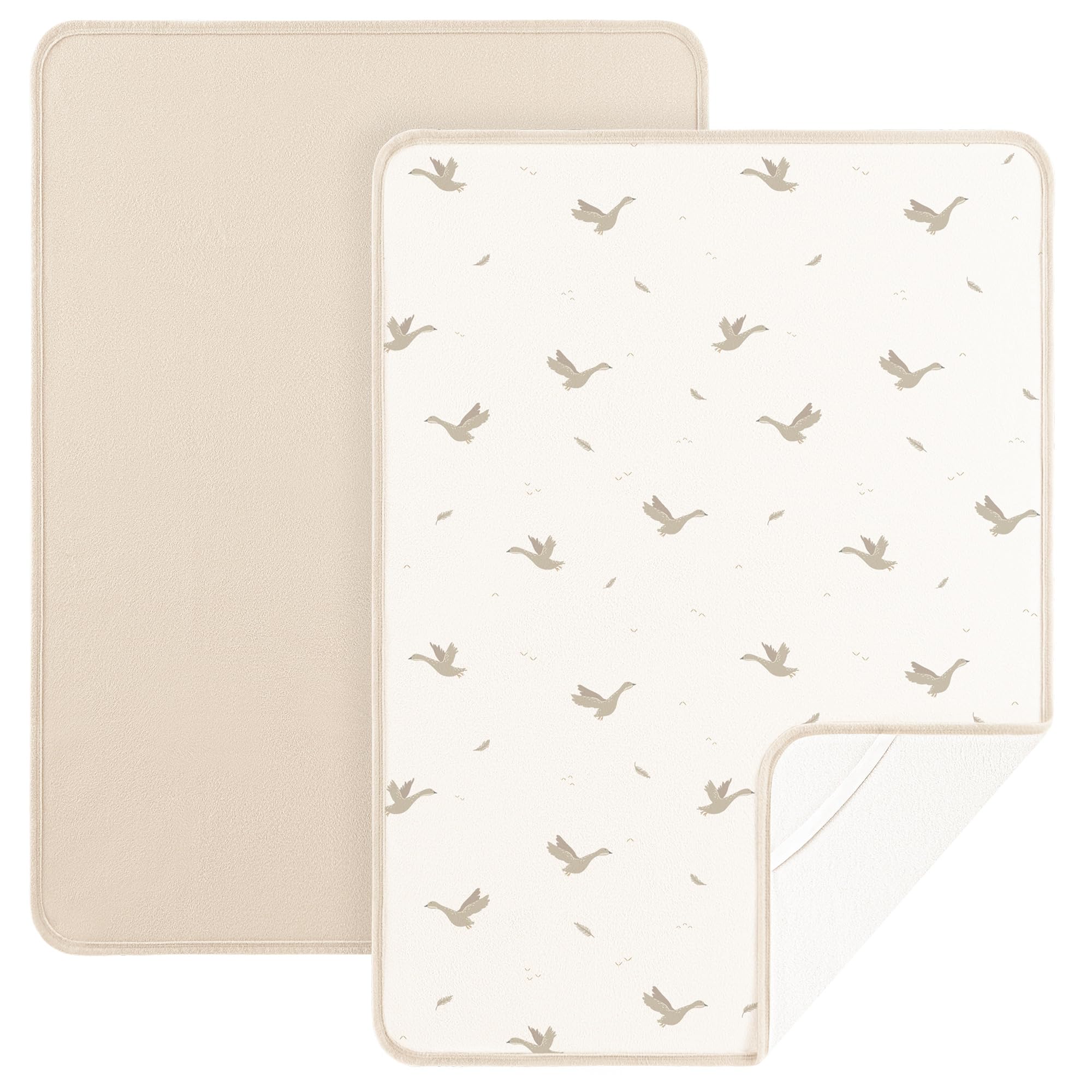 Susurration 2er Pack Bettunterlage Wasserdicht Kinder 75x90 cm Waschbar Matratzenschoner Baby Inkontinenzunterlage Atmungsaktiv Nässeschutz Unterlage für Baby Kinder Bett (Goose)
