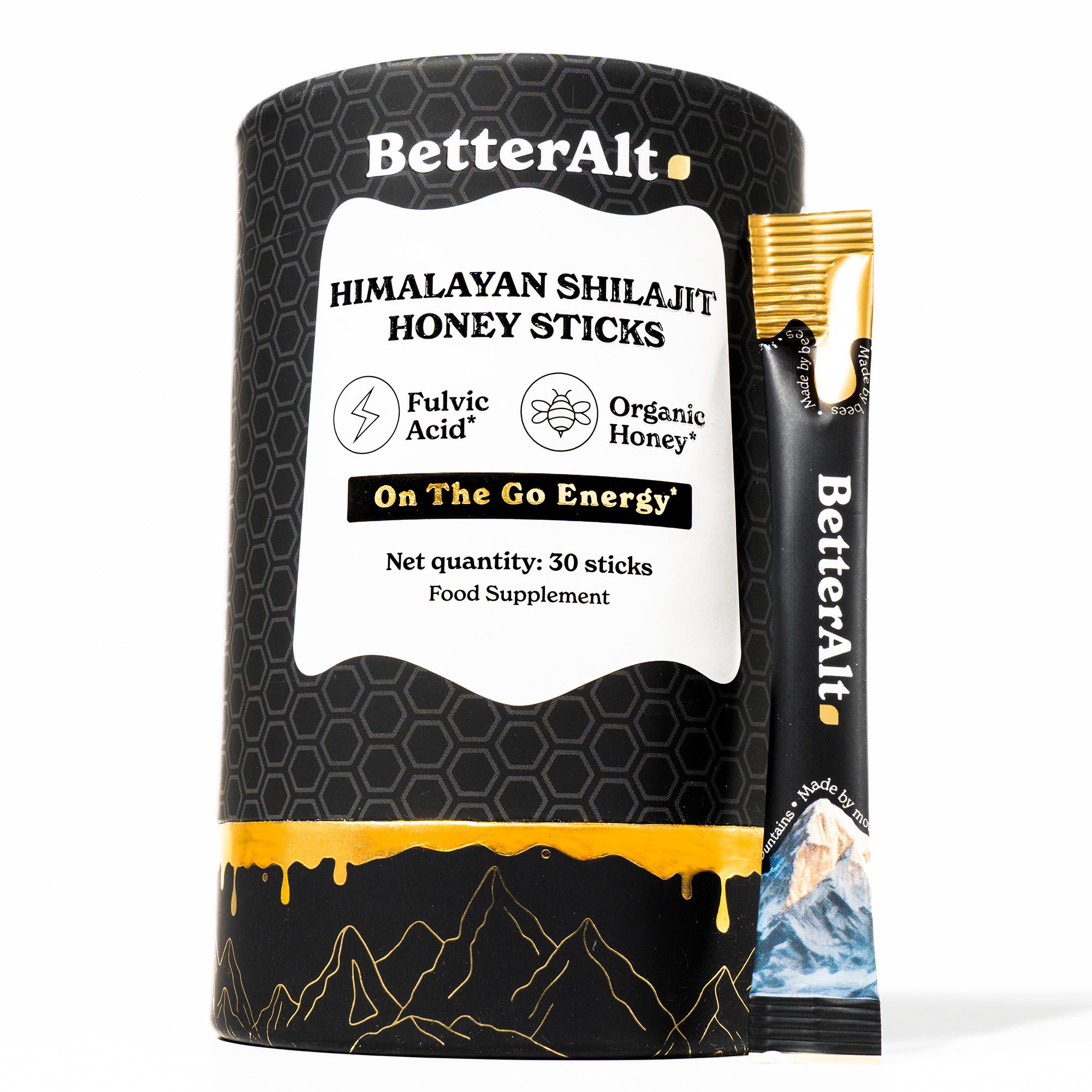 Pure Himalayan Shilajit Sticks with Organic Honey, Saffron Easy to Consume Shilajit 30 Sticks for Energy Boost & Immune Support, 85+ Trace Minerals, 75%+ Fulvic Acid