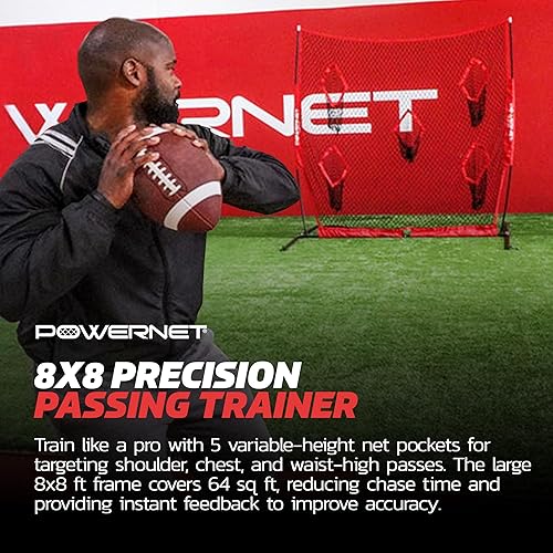 Miniatura 6 de PowerNet Red de fútbol Pro Frame, equipo de entrenamiento de fútbol portátil de 8 x 8 pies, red de patadas y lanzamiento, equipo de entrenamiento de