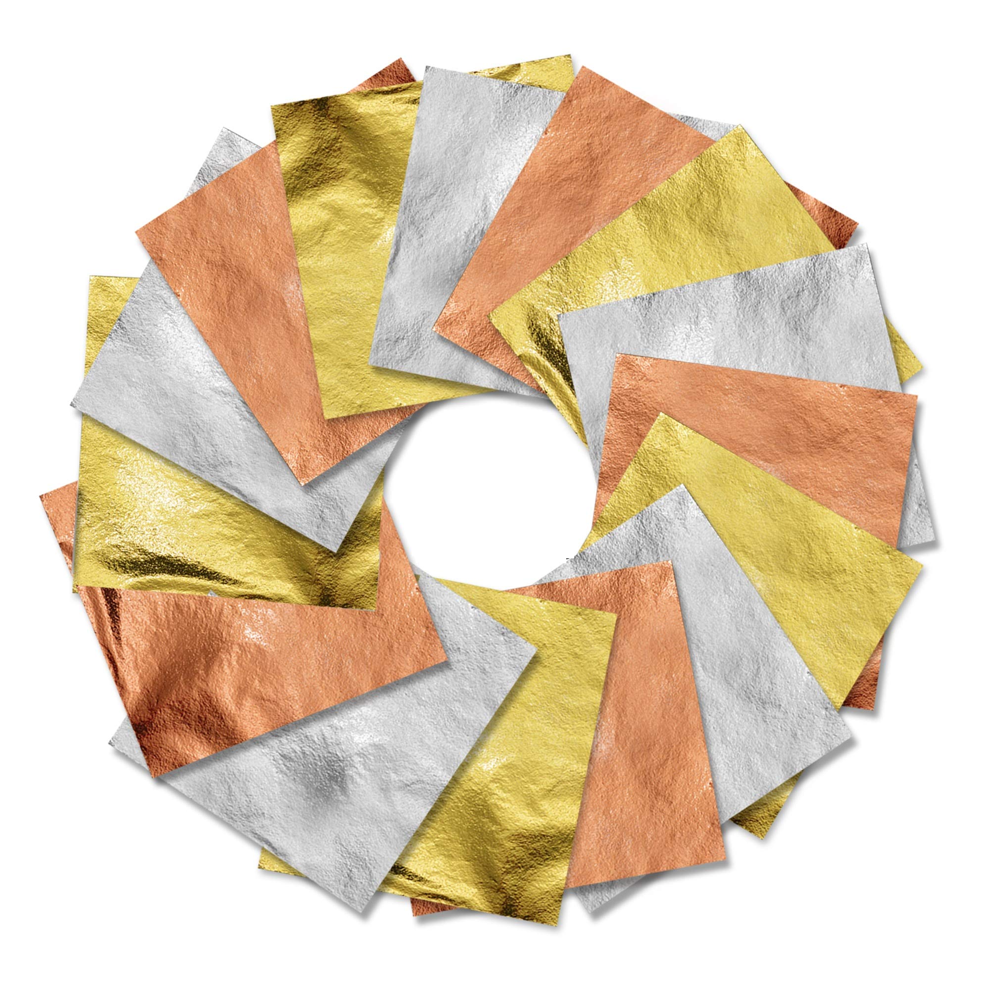 300 Sheets Imitation Gold Leaf, Gold Leaf Gold Foil Imitation Gold Leaf, Silver Leaf, Rose Gold Leaf for Slime, Arts, Gilding Crafting, Decoration