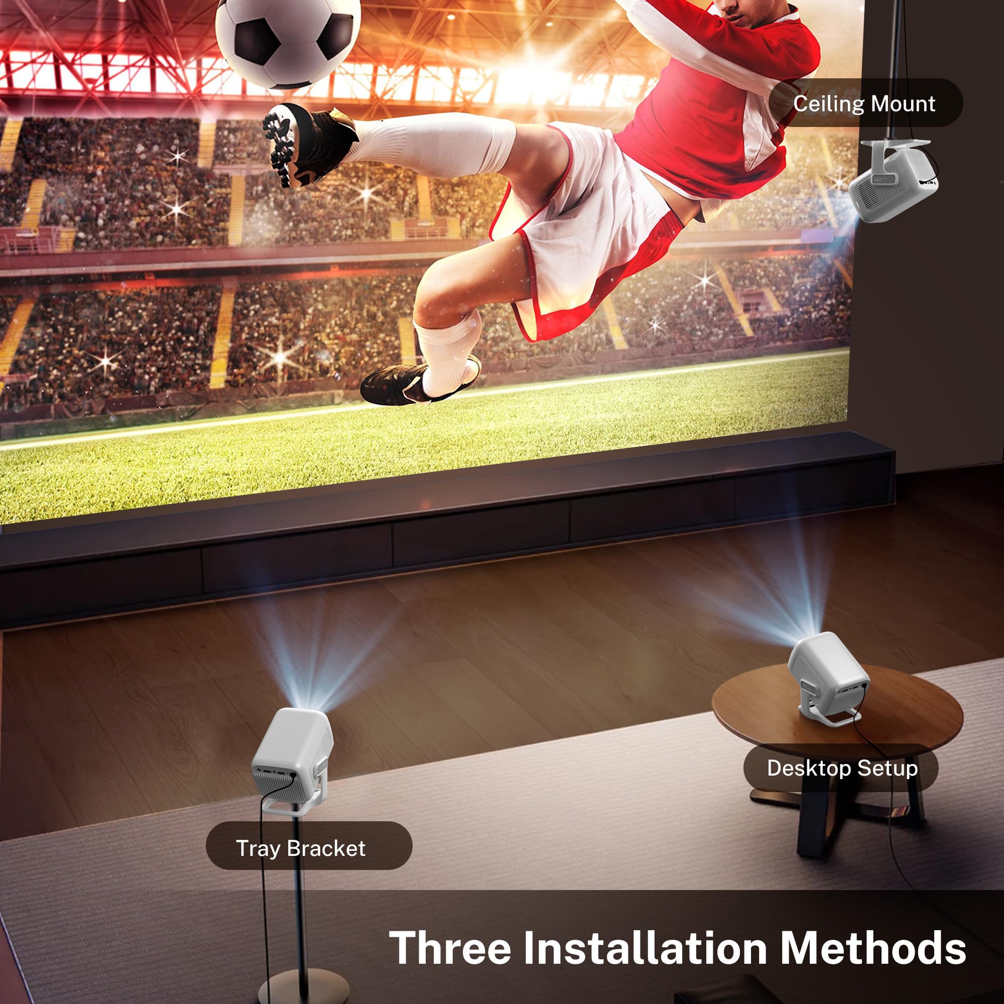 [1080P Nativo, Auto Focus] Smart Proyector con 4K Soporte, Auto Keystone, 600 ANSI, App Integrada, Inteligente Projector Portatil con WiFi 6 Bluetooth 5.4, Compatible con HDMI/iOS/Android/USB LYNCAST