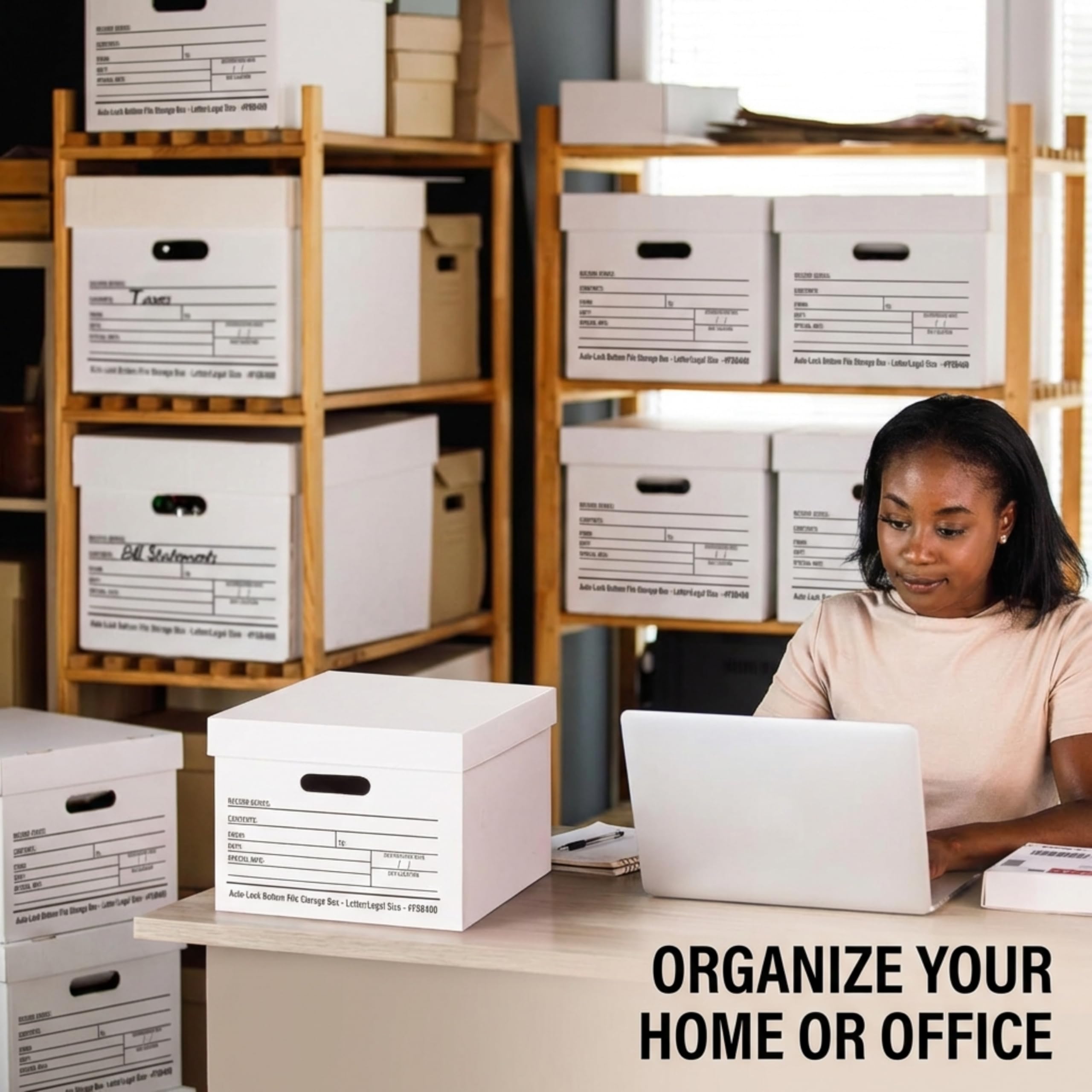 BOX USA Scatole con coperchi e manici (confezione da 12) – Scatole per documenti per ufficio, libri, traslochi e imballaggi