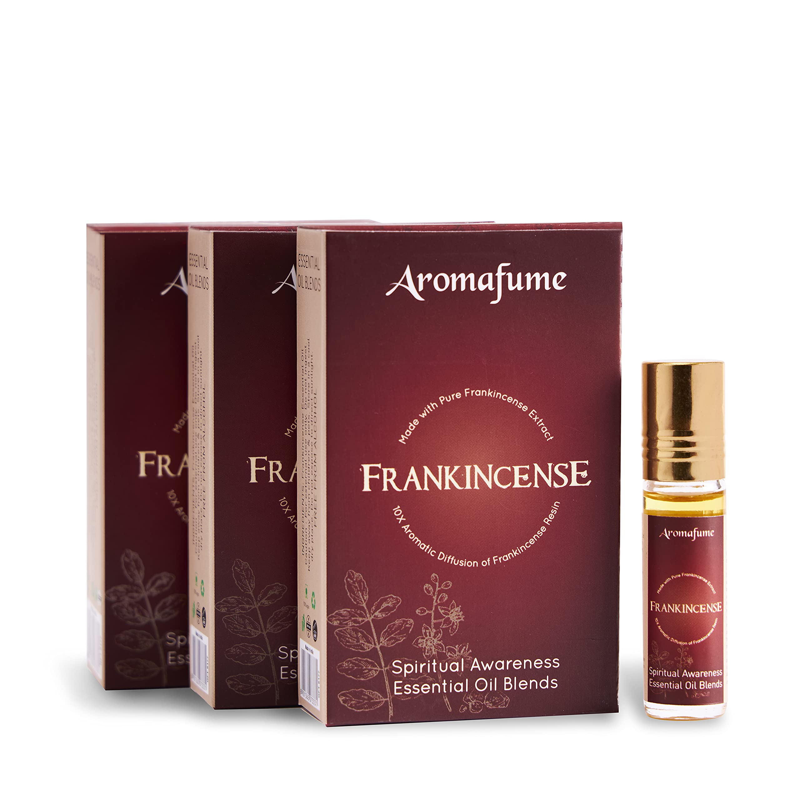 Aromafume Frankincense Resin Essential Oil Blend Roll On (6ml x 3) - PURE OIL & Great Gift For meditation, spiritual awakening, prayer and wellness