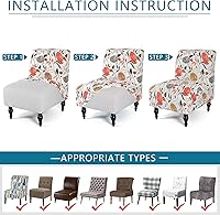 Vista 4 de Liykimt Funda para silla decorativa sin brazos, súper ajuste, elástica, elastano, extraíble, lavable, para silla sin brazos, fundas protectoras