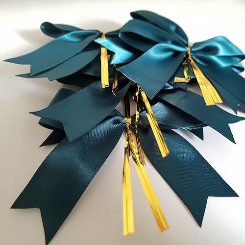 Miniatura 9 de Micomon 50 lazos de cinta de satén azul turquesa de 3-12 pulgadas con lazos giratorios para envolver regalos, embalaje, decoración de Navidad (verde